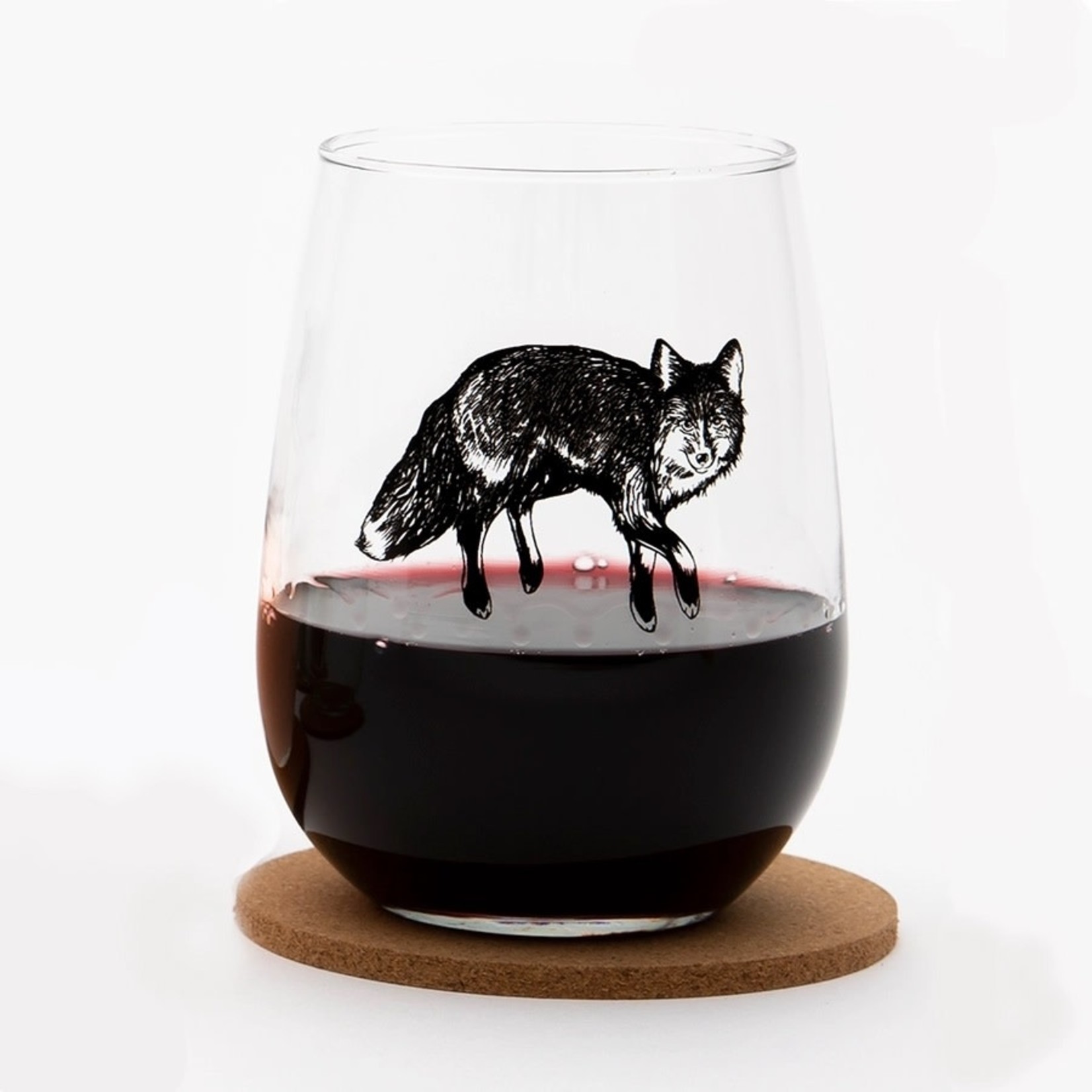 Fox Stemless Wine Glass