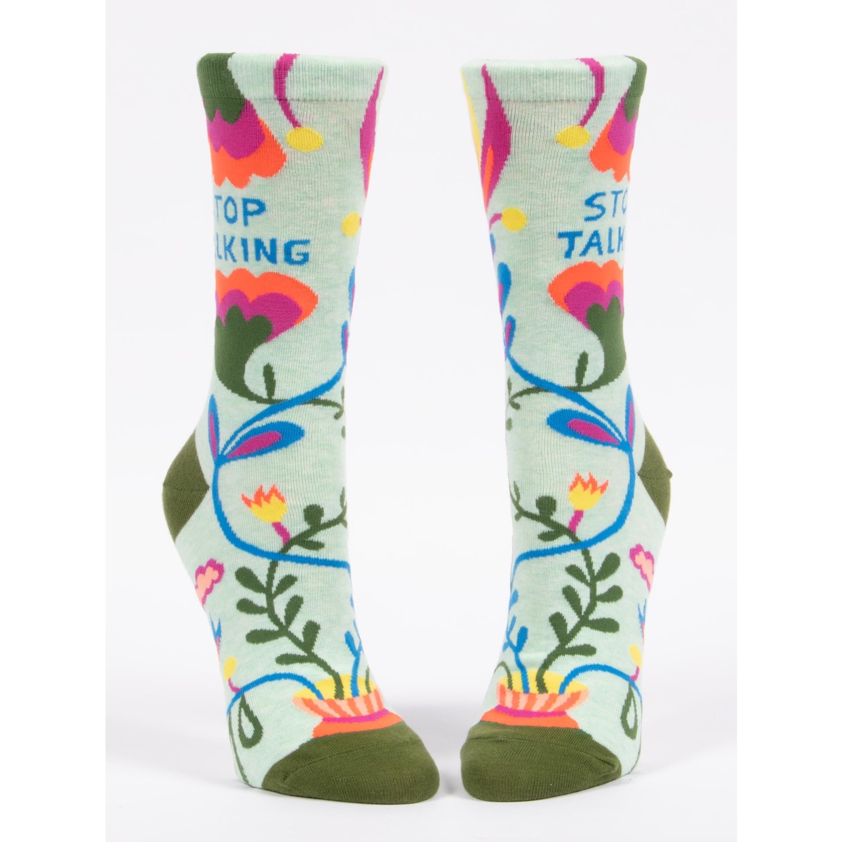 Blue Q Stop Talking - Crew Socks