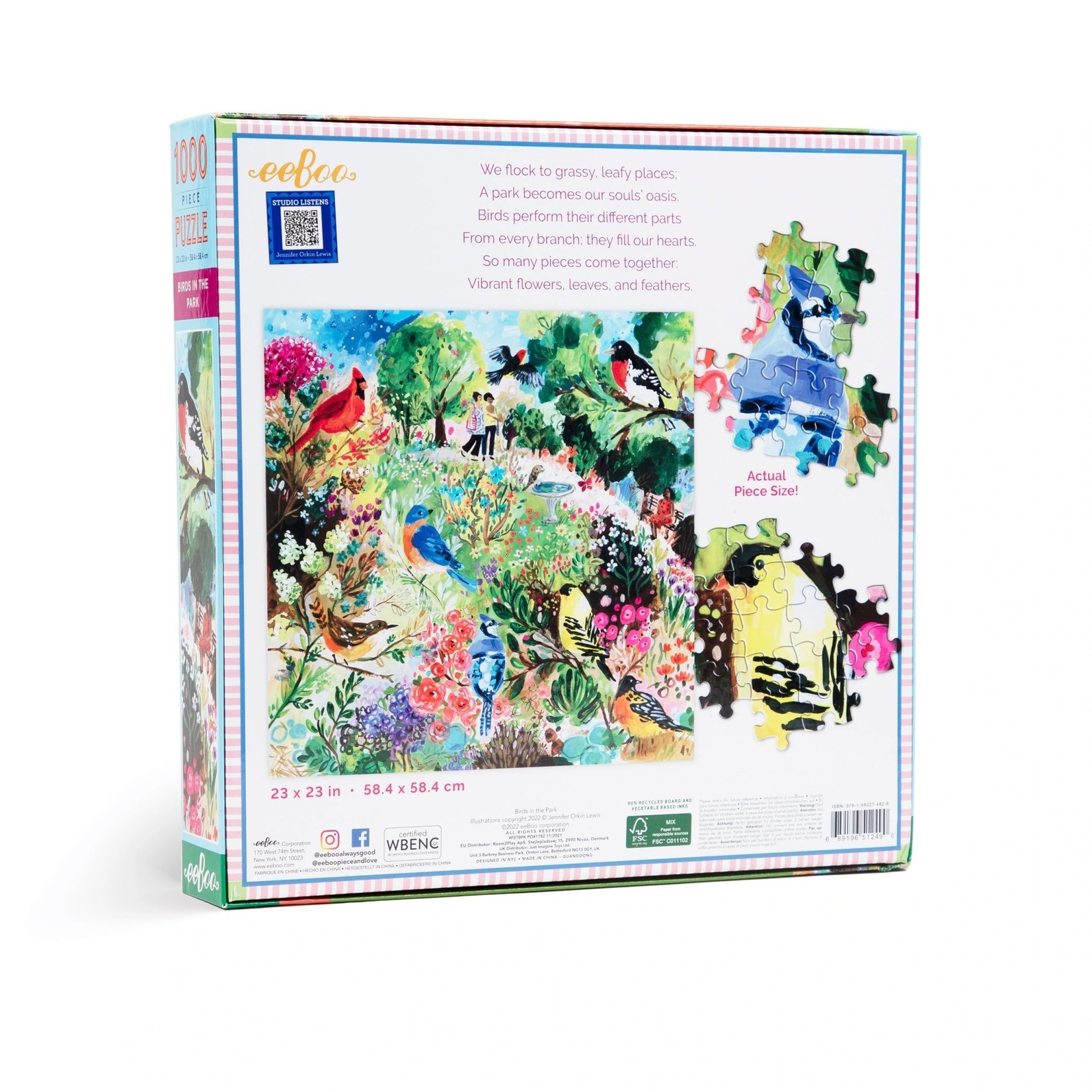 eeboo Birds in the Park 1000 Piece Puzzle