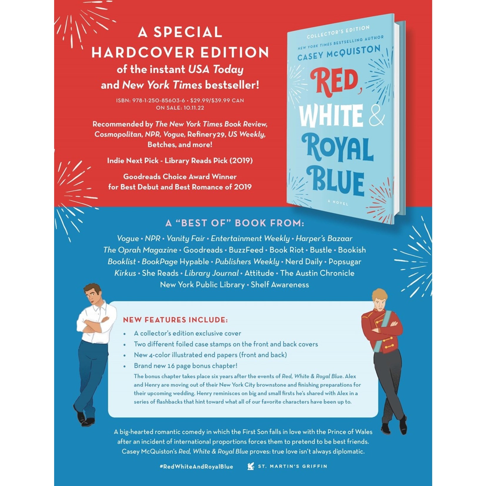 Red, White & Royal Blue: Collector's Edition: A Novel: 9781250856036:  McQuiston, Casey: Books 