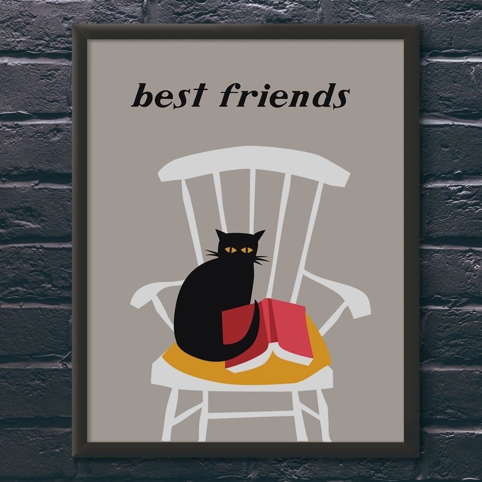 Best Friends Cat & Book - 11"x14" Print