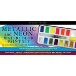 Peter Pauper Press Studio Series Metallic & Neon Watercolor Paint Set (Set of 18 Colors)