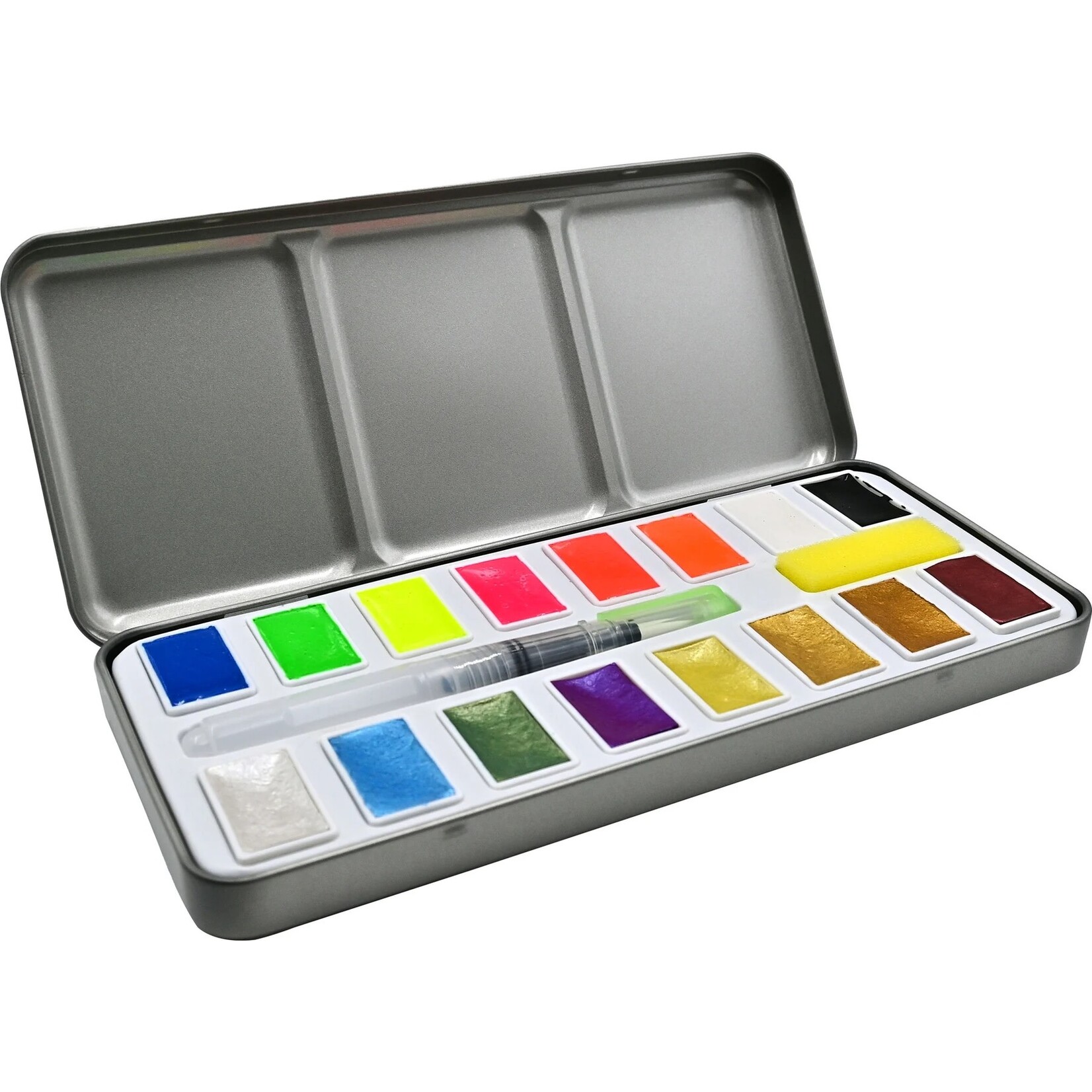 Peter Pauper Press Studio Series Metallic & Neon Watercolor Paint Set (Set of 18 Colors)
