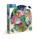 eeboo Garden Sanctuary 500 Piece Round Adult Jigsaw Puzzle