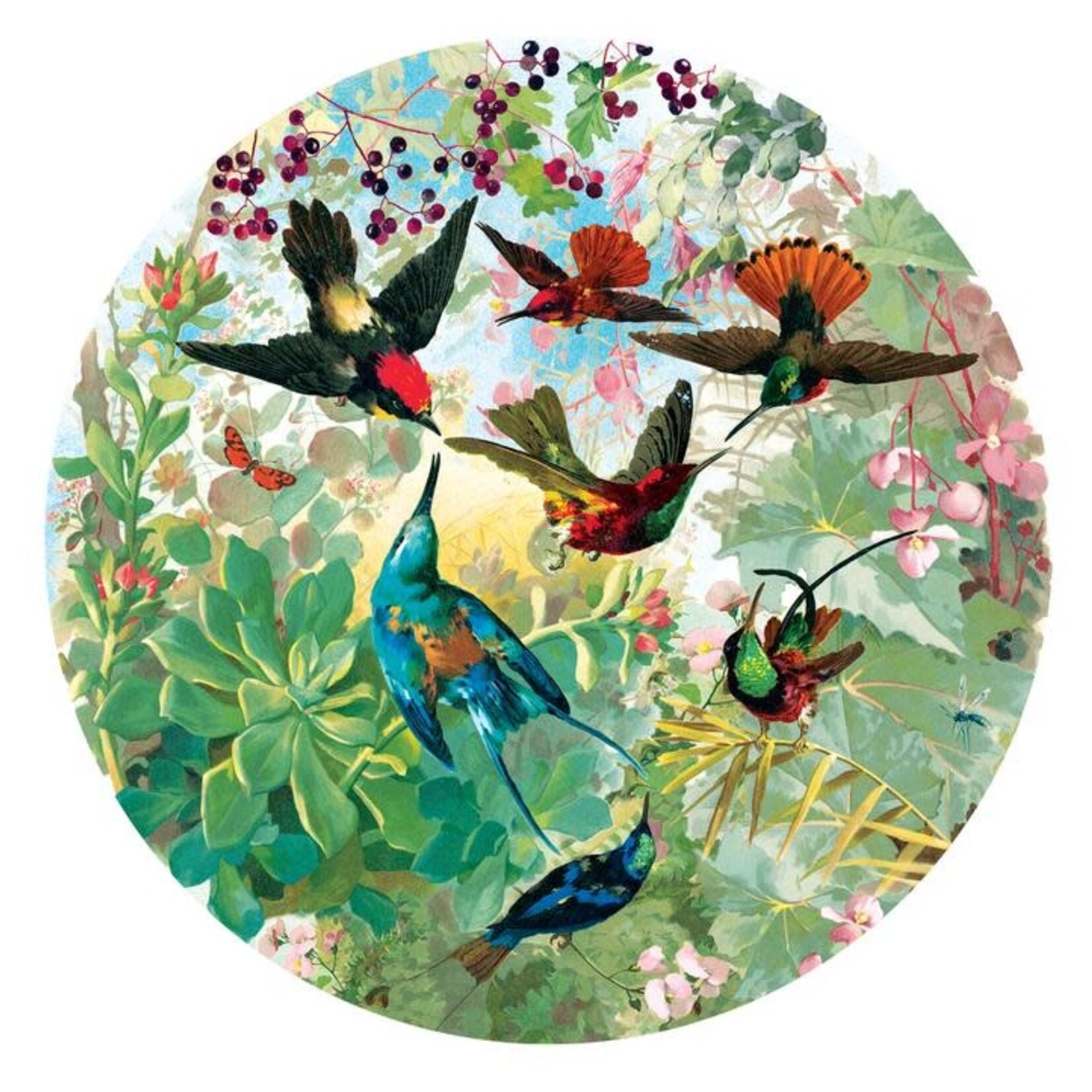 eeboo Hummingbirds 500pc Round Puzzle