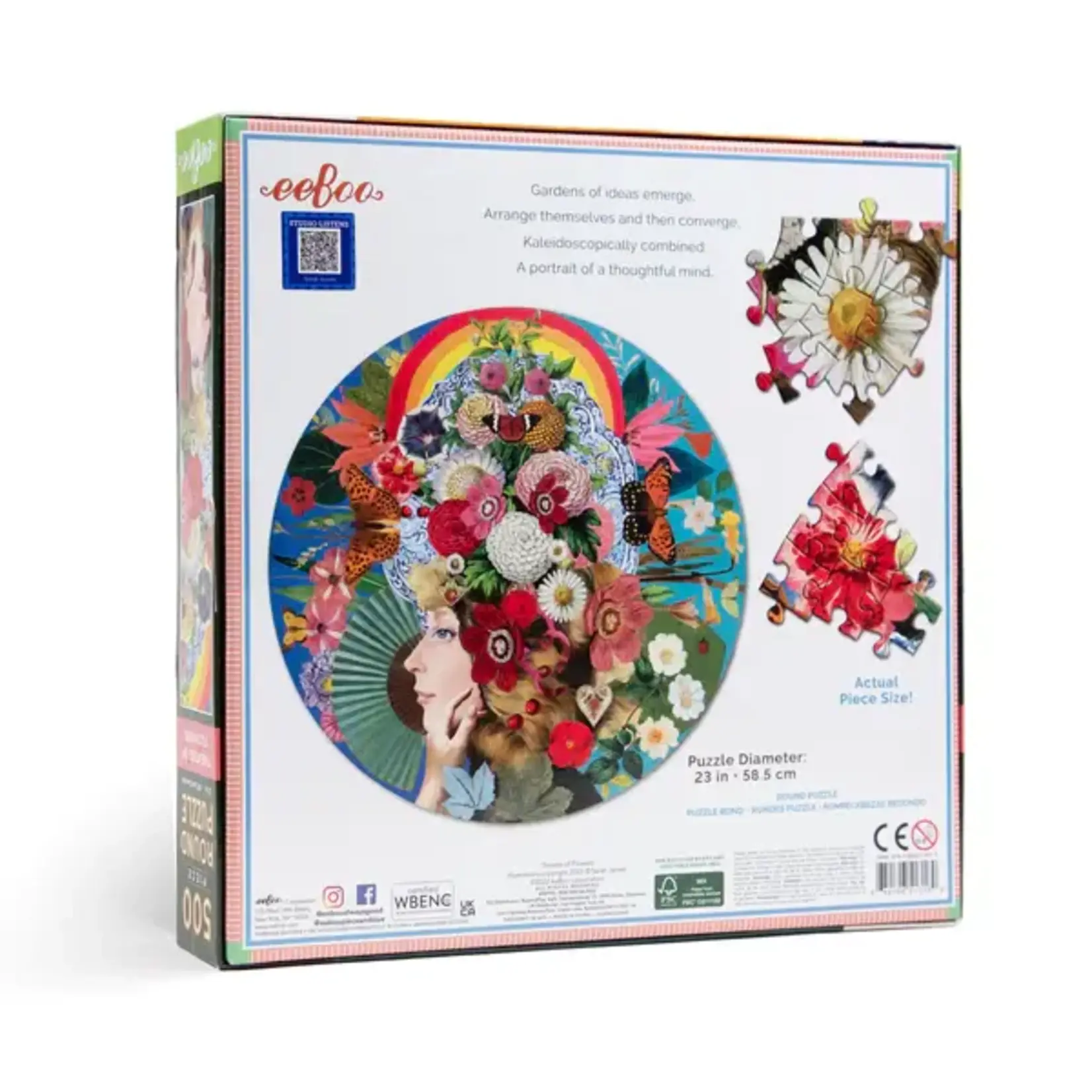 eeboo Theatre of Flowers 500 Piece Round Adult Jigsaw Puzzle