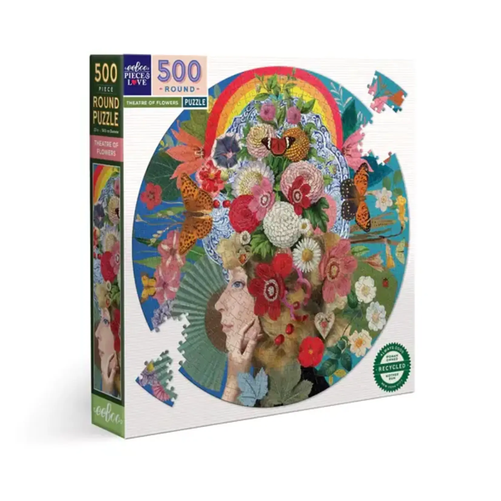 eeboo Theatre of Flowers 500 Piece Round Adult Jigsaw Puzzle