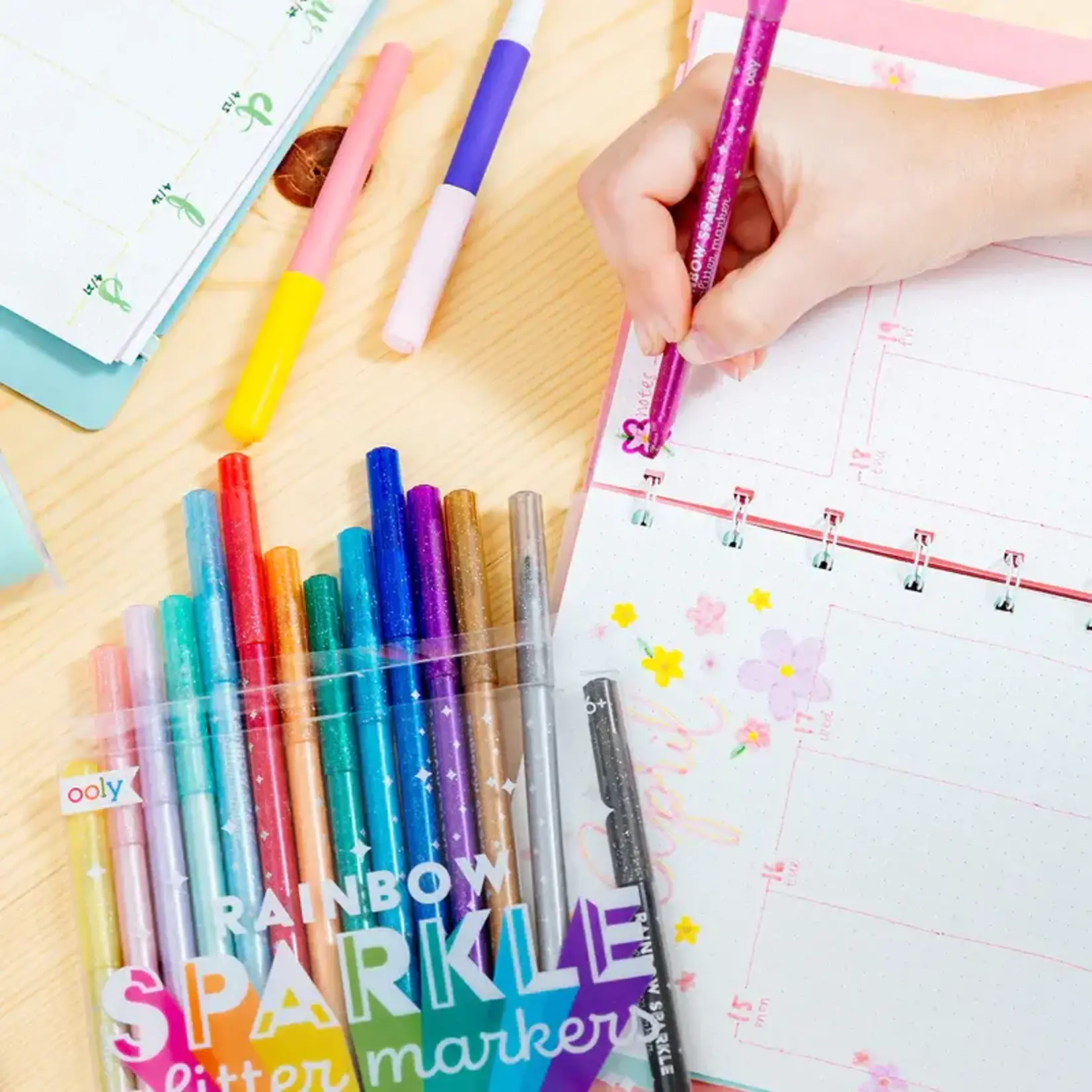 OOLY Rainbow Sparkle Glitter Markers - New 2025