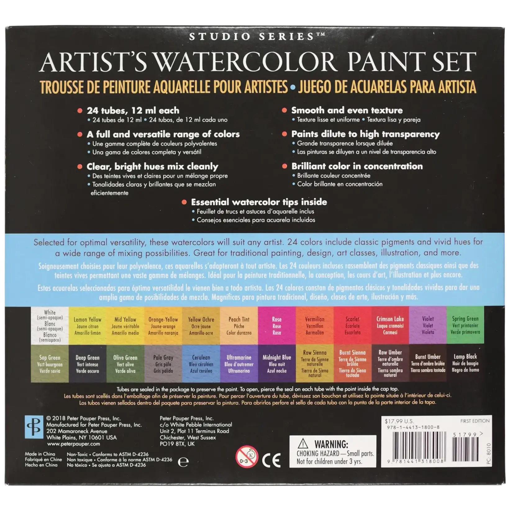 Peter Pauper Press Studio Series Watercolor Paint Set (24 colors)