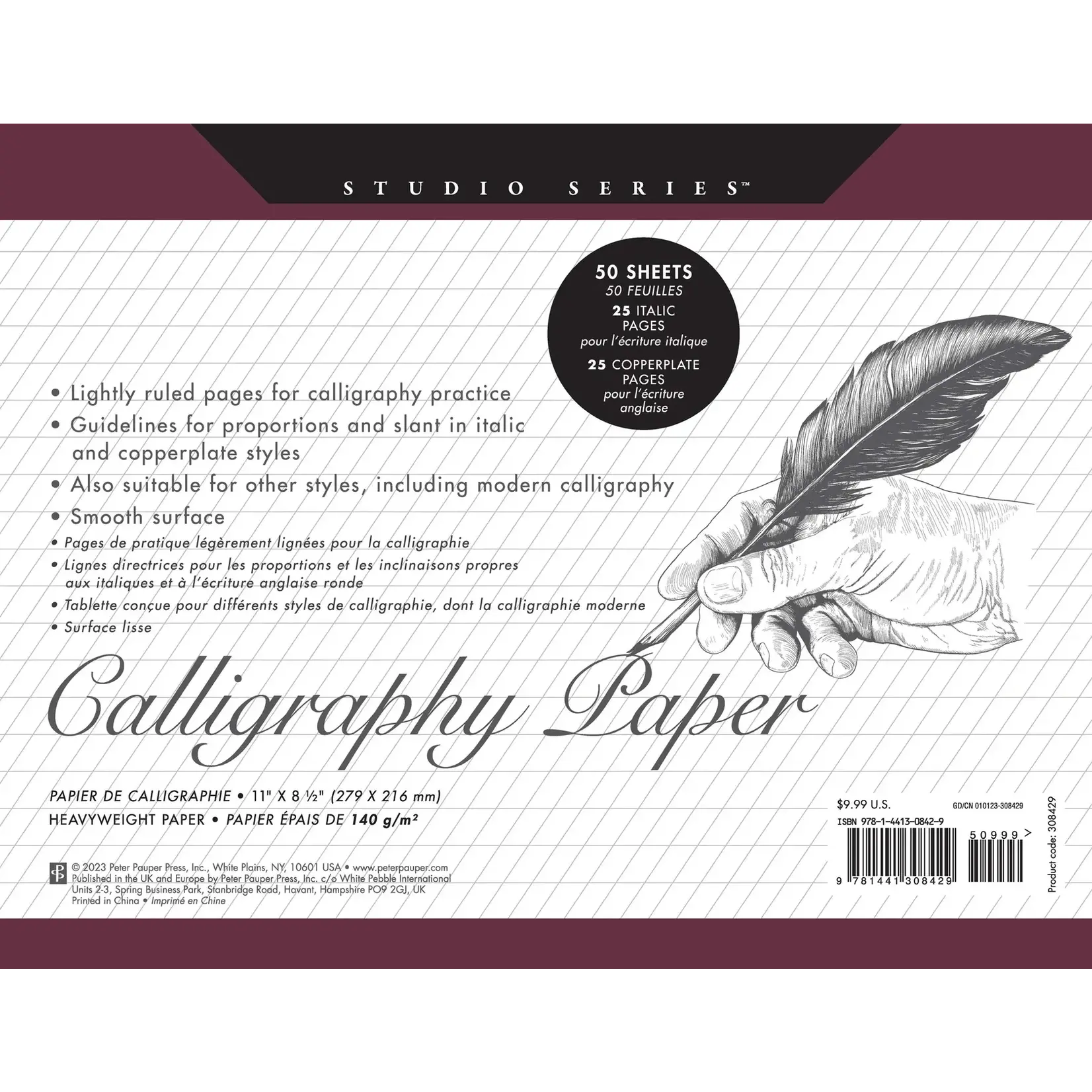 50 Sheets Calligraphy Paper Notebook Practice Pad Bee 9 X 12” W
