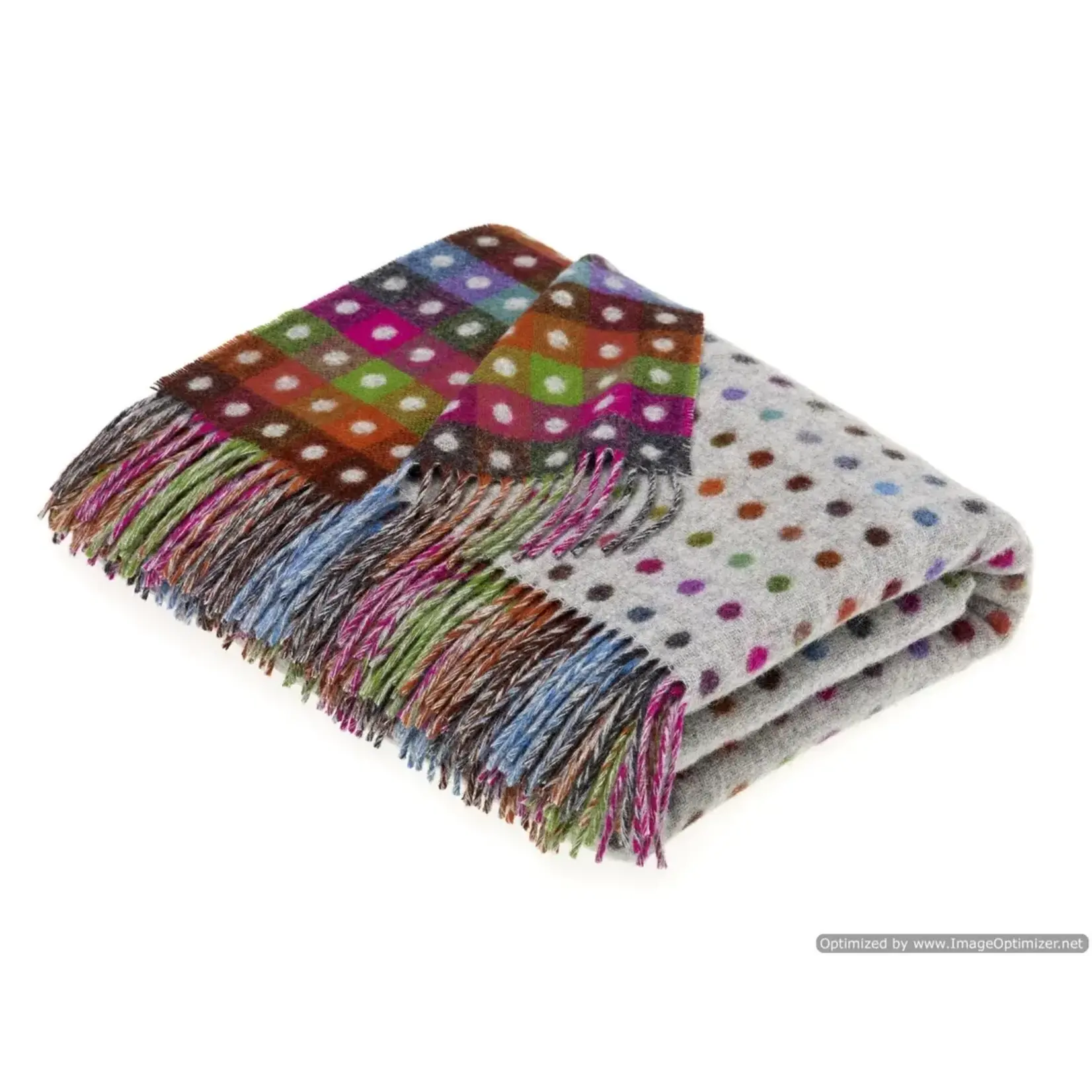 Merino Lambswool Throw Blanket - Multi Spot | Grey/Multi