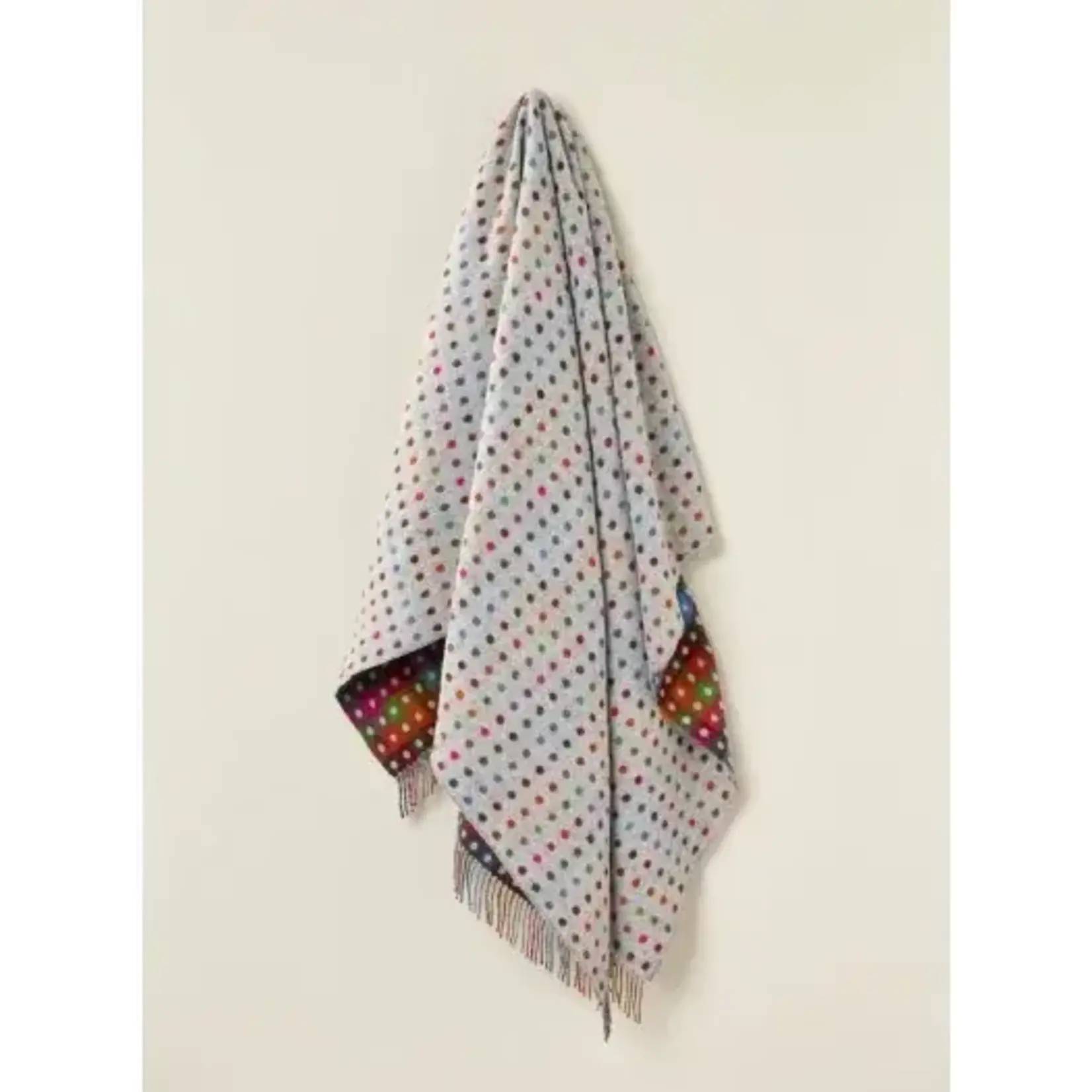 Merino Lambswool Throw Blanket - Multi Spot | Grey/Multi