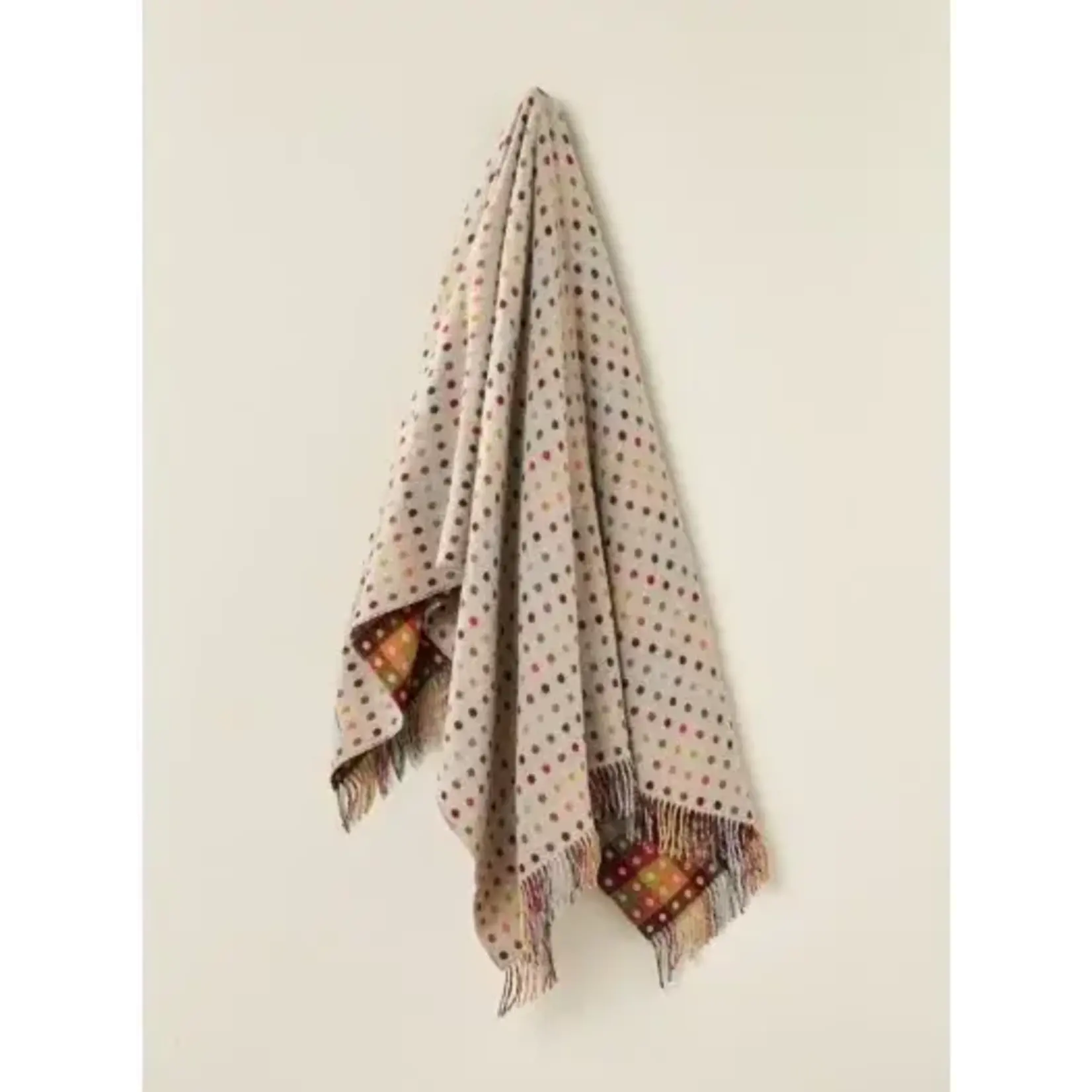 Merino Lambswool Throw Blanket - Multi Spot | Beige/Multi
