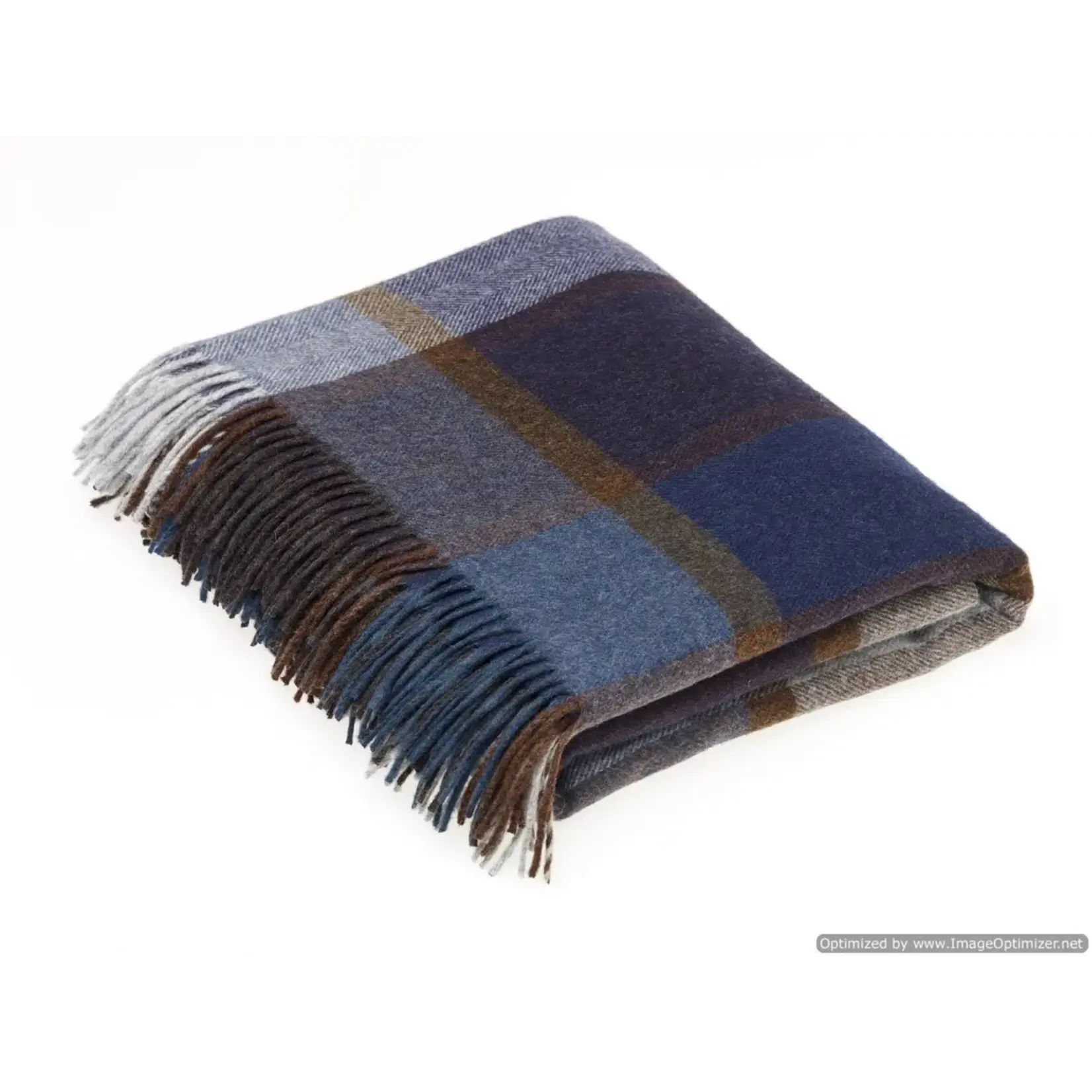 Merino Lambswool Throw Blanket - Pateley Check | Blue