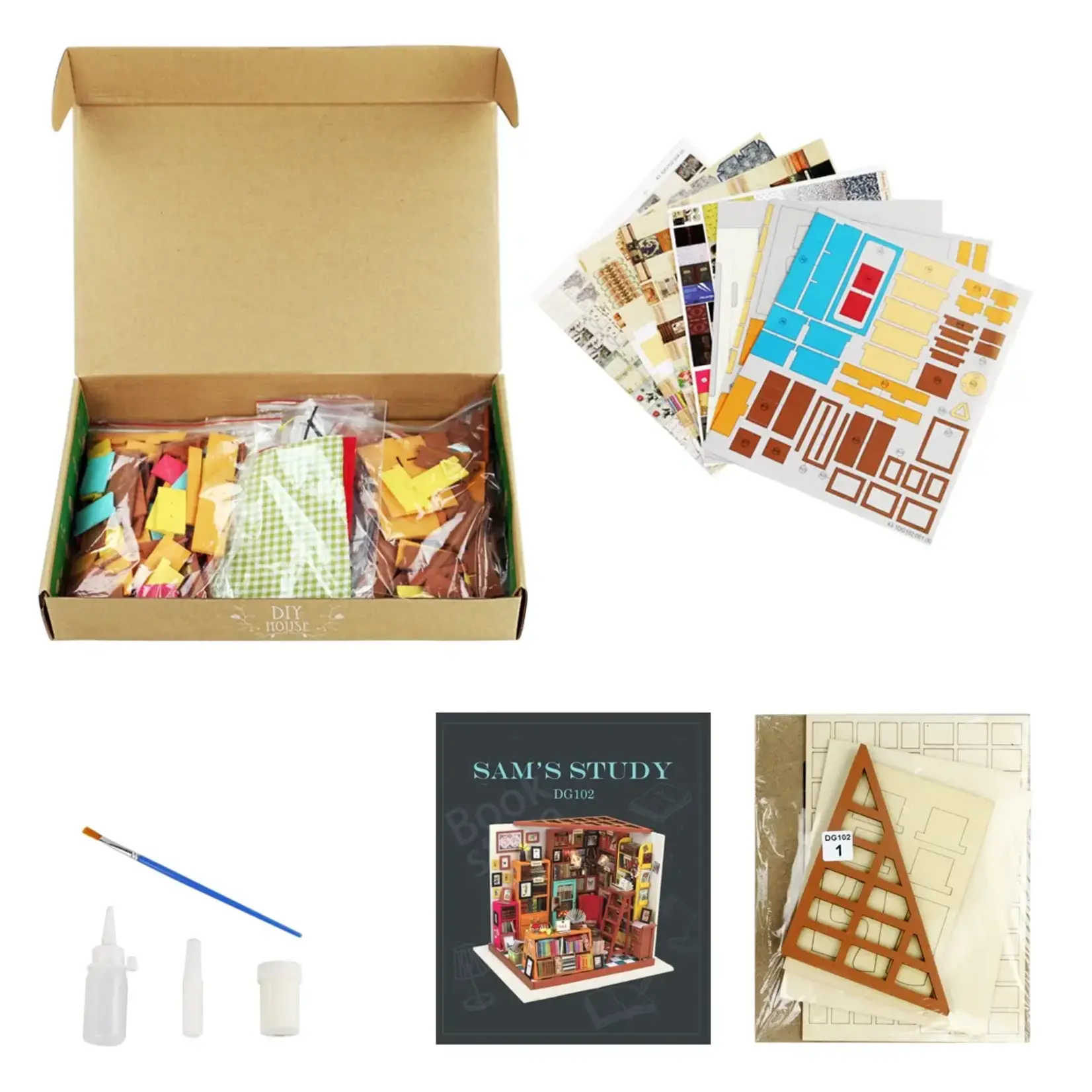 Hands Craft DG102, DIY Miniature House Kit: Sam's Study