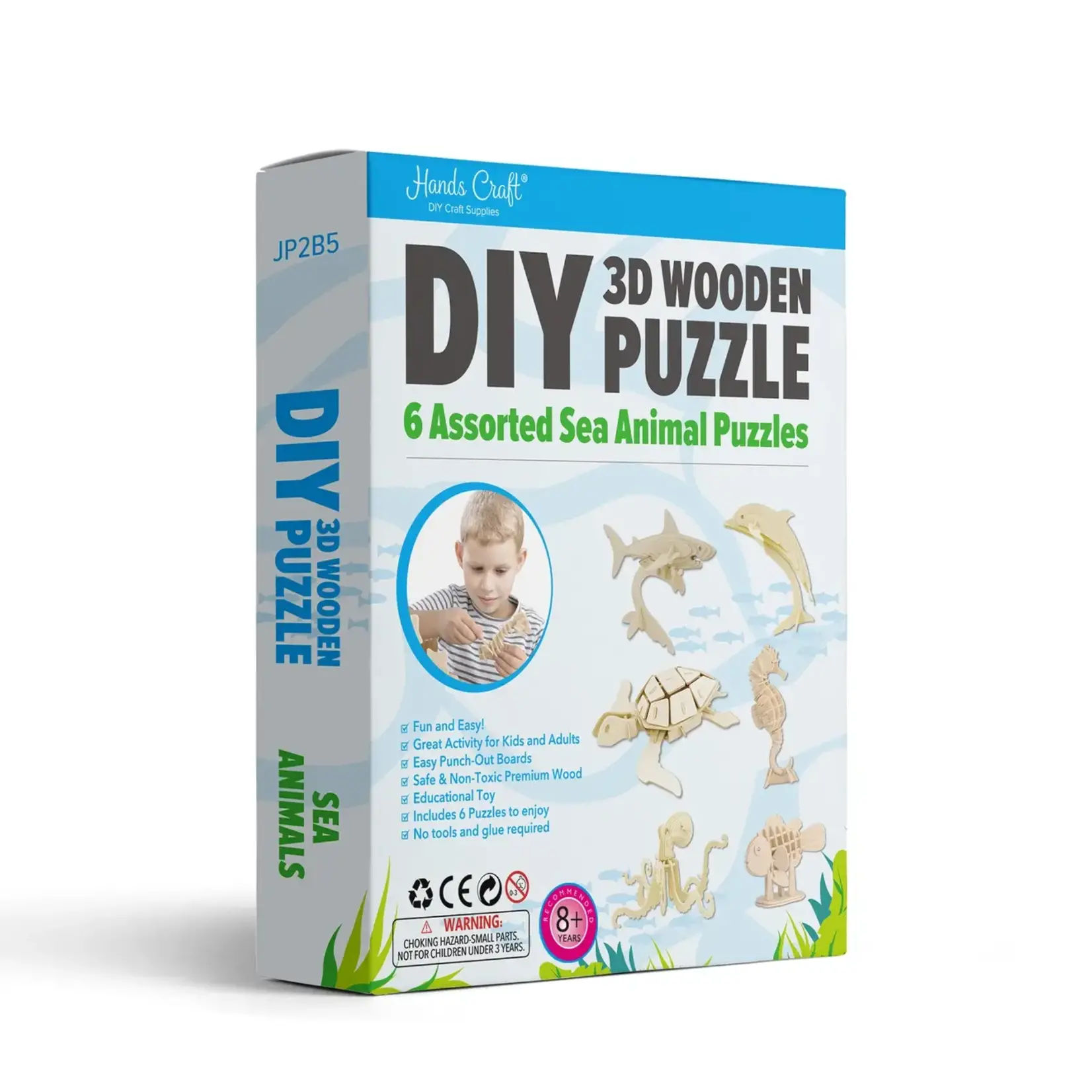 JP2B5, DIY 3D Wooden Puzzle Bundle Pack: Sea Animals