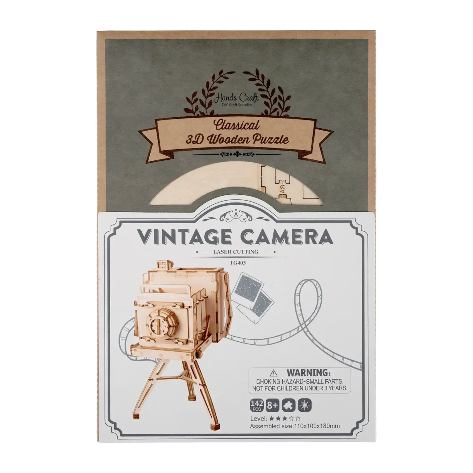 TG403, 3D Wooden Puzzle: Vintage Camera