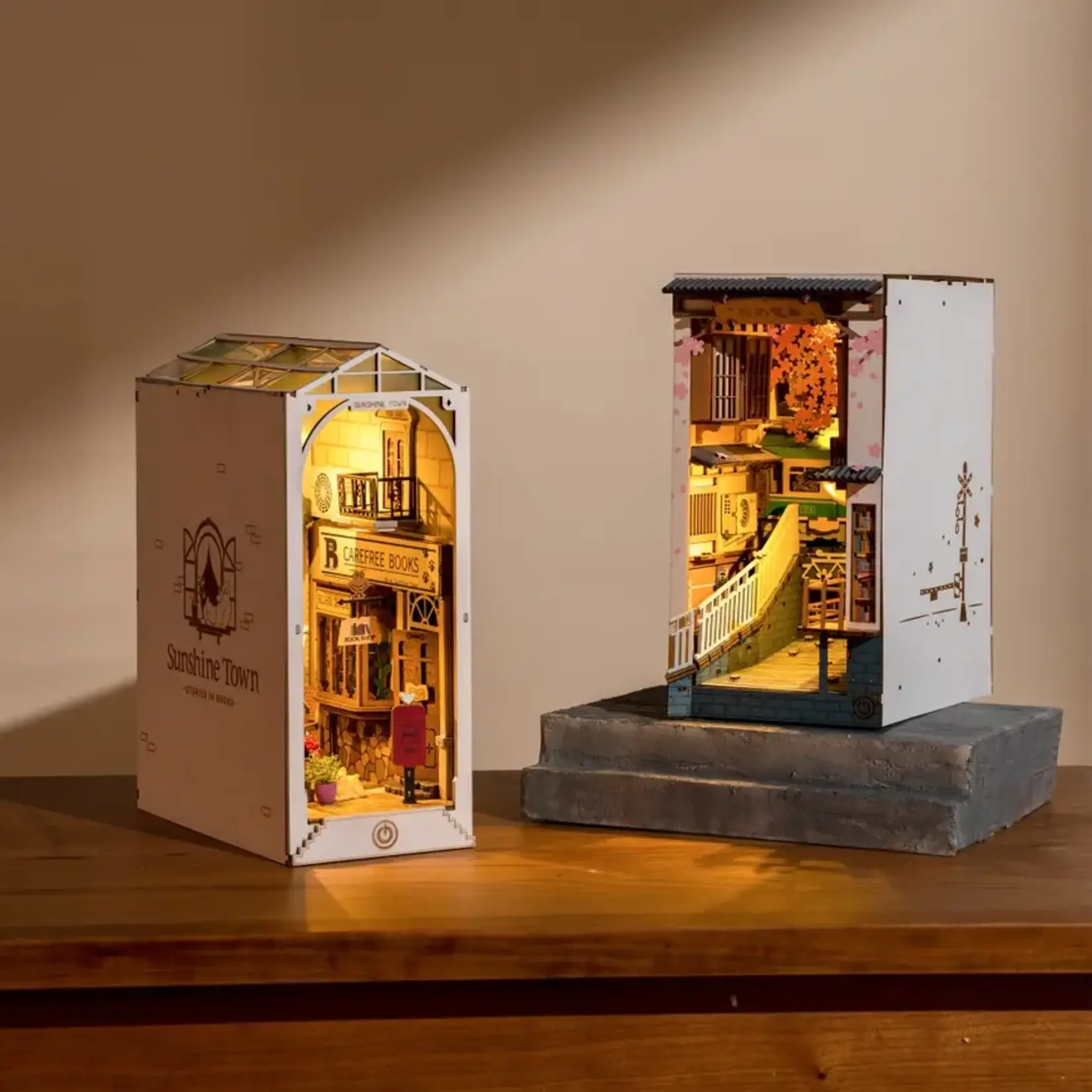 TGB02, DIY Miniature House Book Nook Kit: Sunshine Town