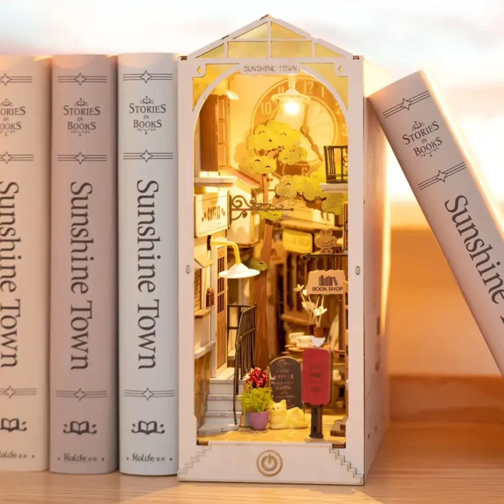 TGB02, DIY Miniature House Book Nook Kit: Sunshine Town