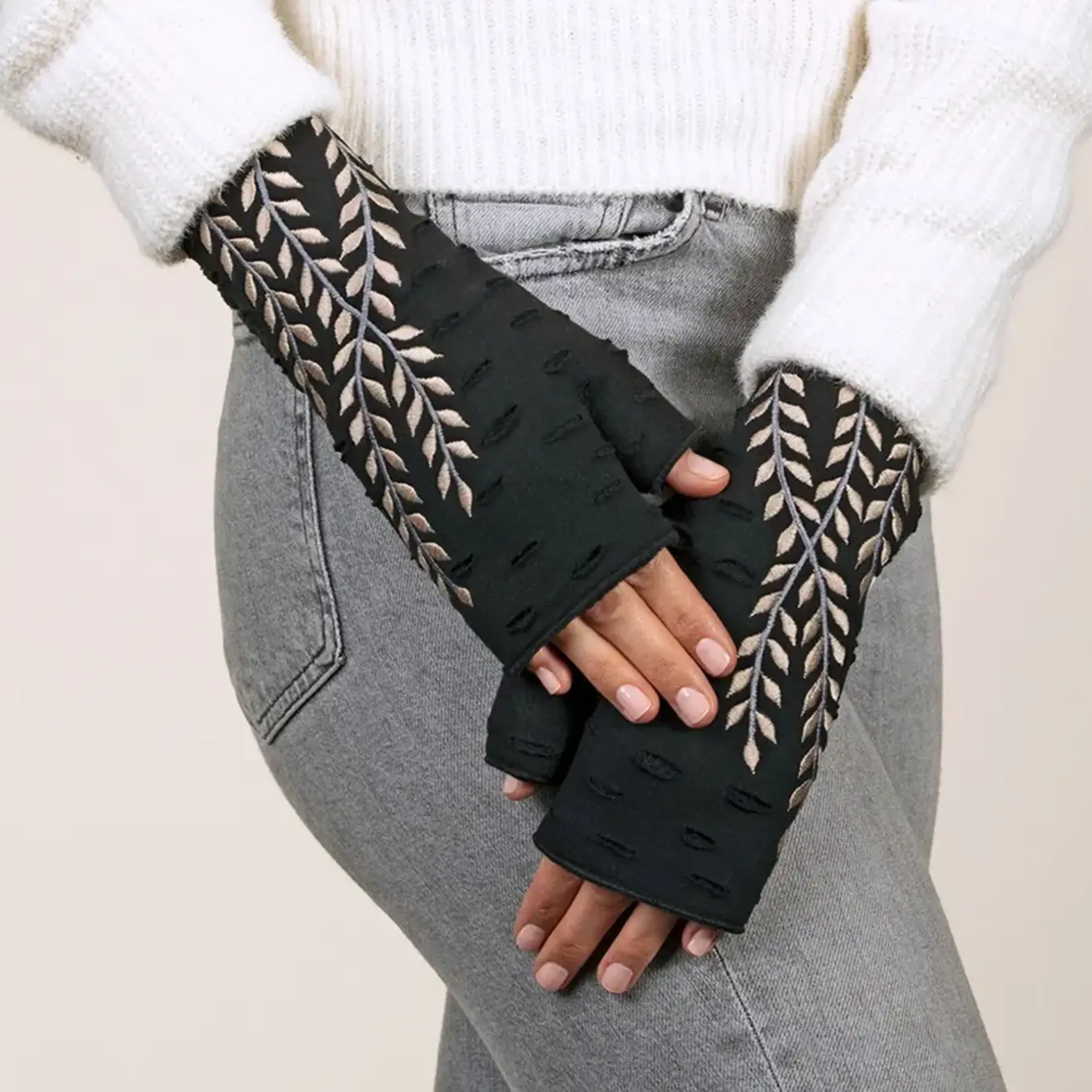 Trellis Fingerless Fleece Gloves | Autumn