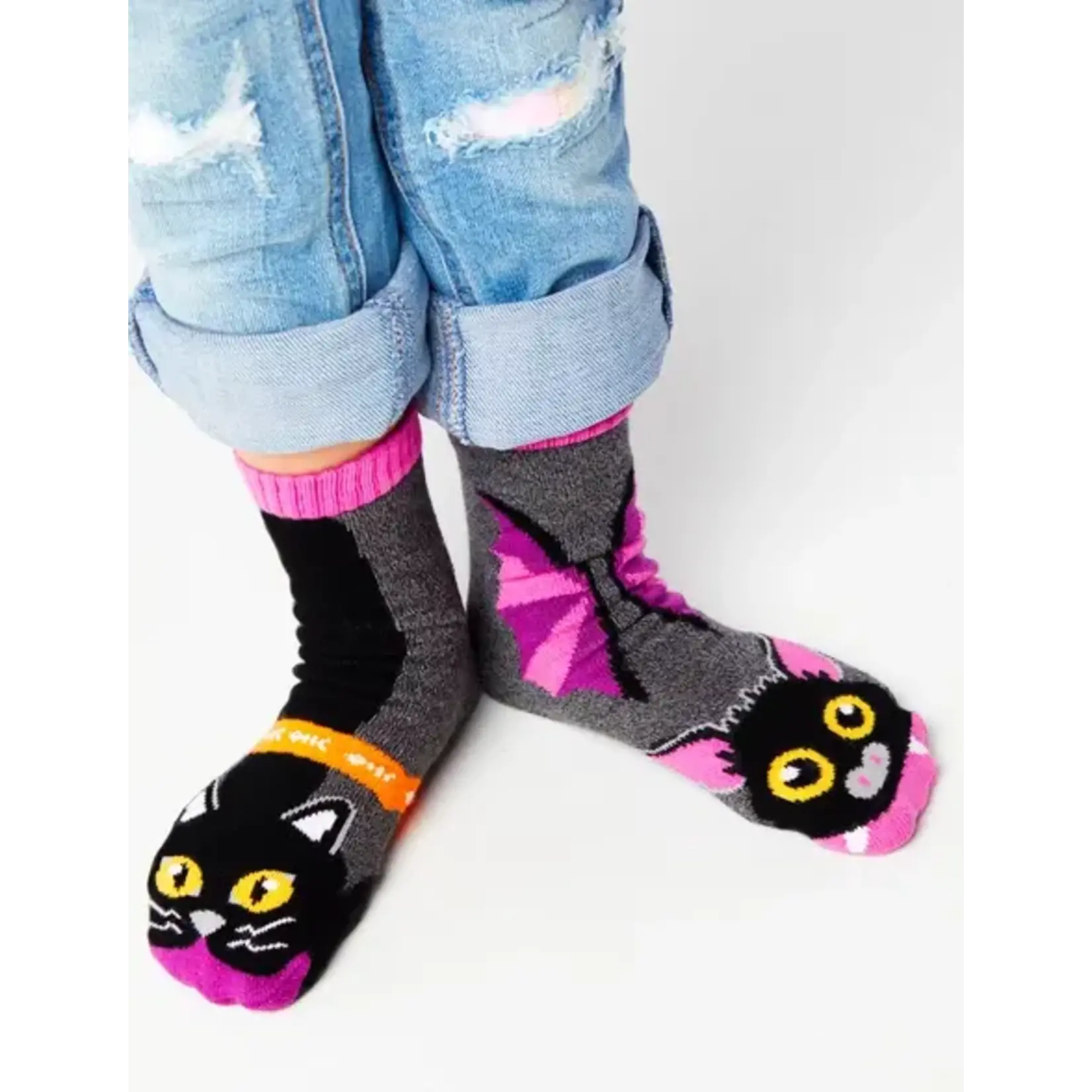 Pals Socks - Halloween Bat & Black Cat, Ages 4-8