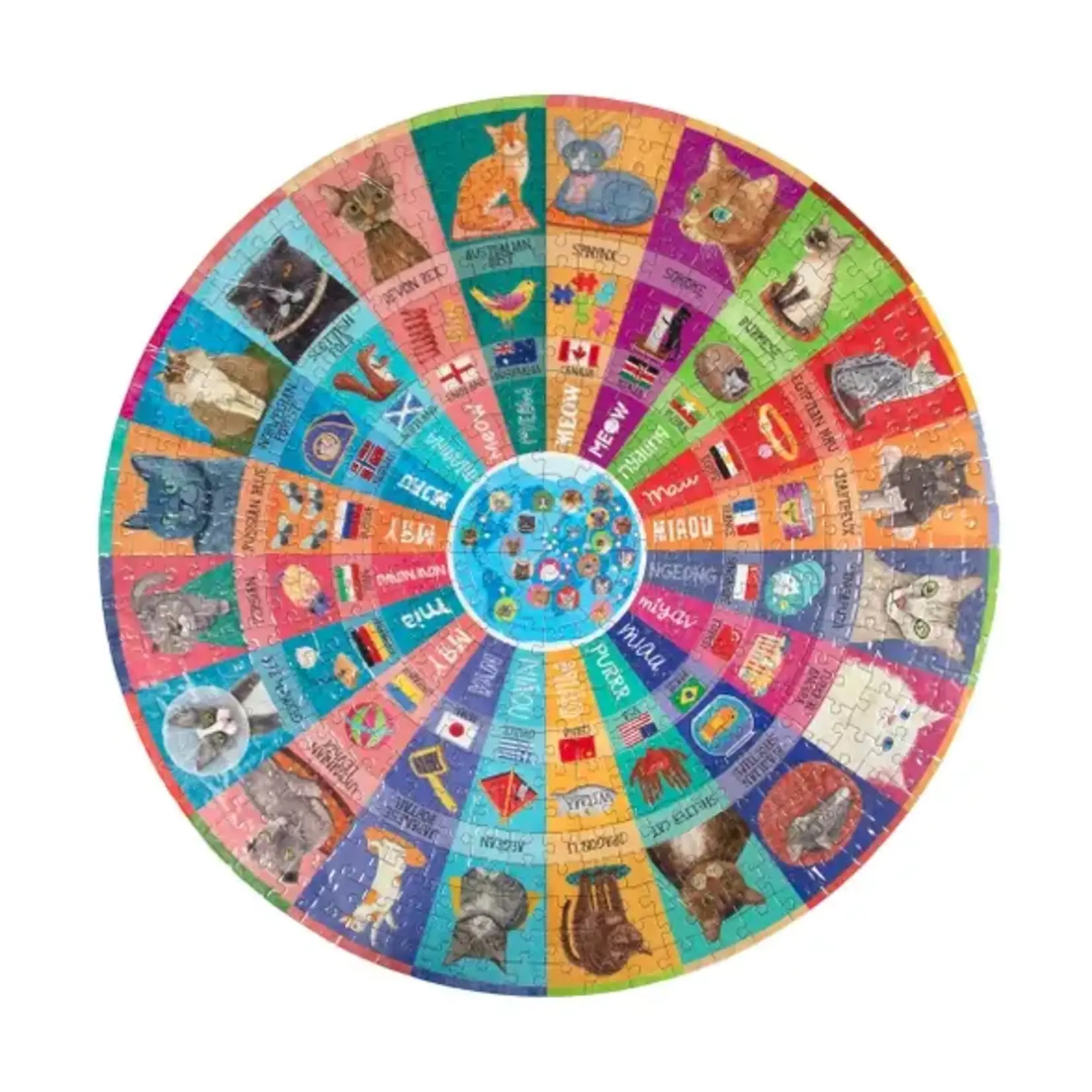 eeboo Cats of the World 500 Piece Round Puzzle