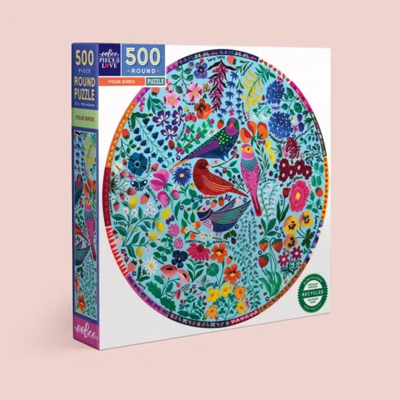 eeboo Four Birds 500 Piece Round Puzzle