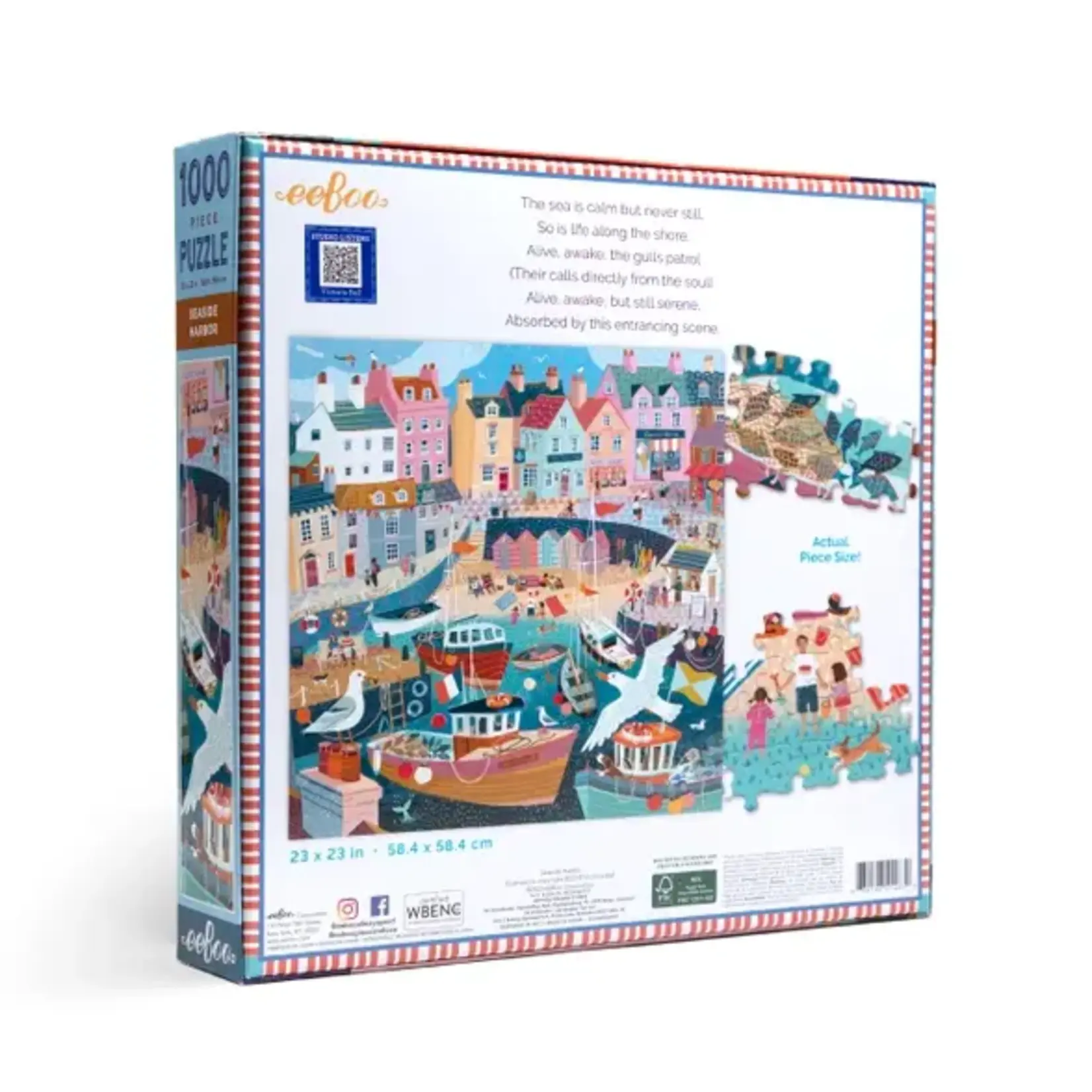 eeboo Seaside Harbor 1000 Piece Square Puzzle