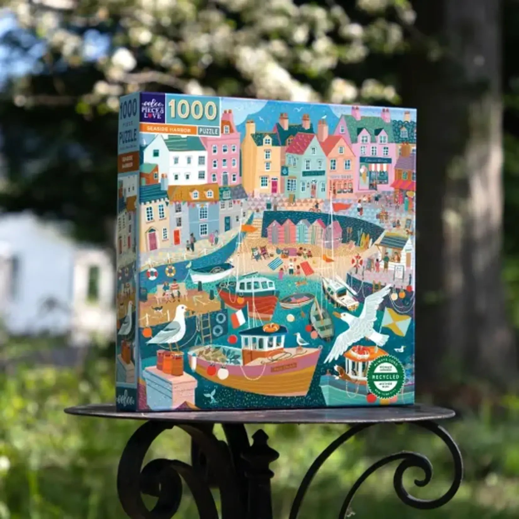 eeboo Seaside Harbor 1000 Piece Square Puzzle