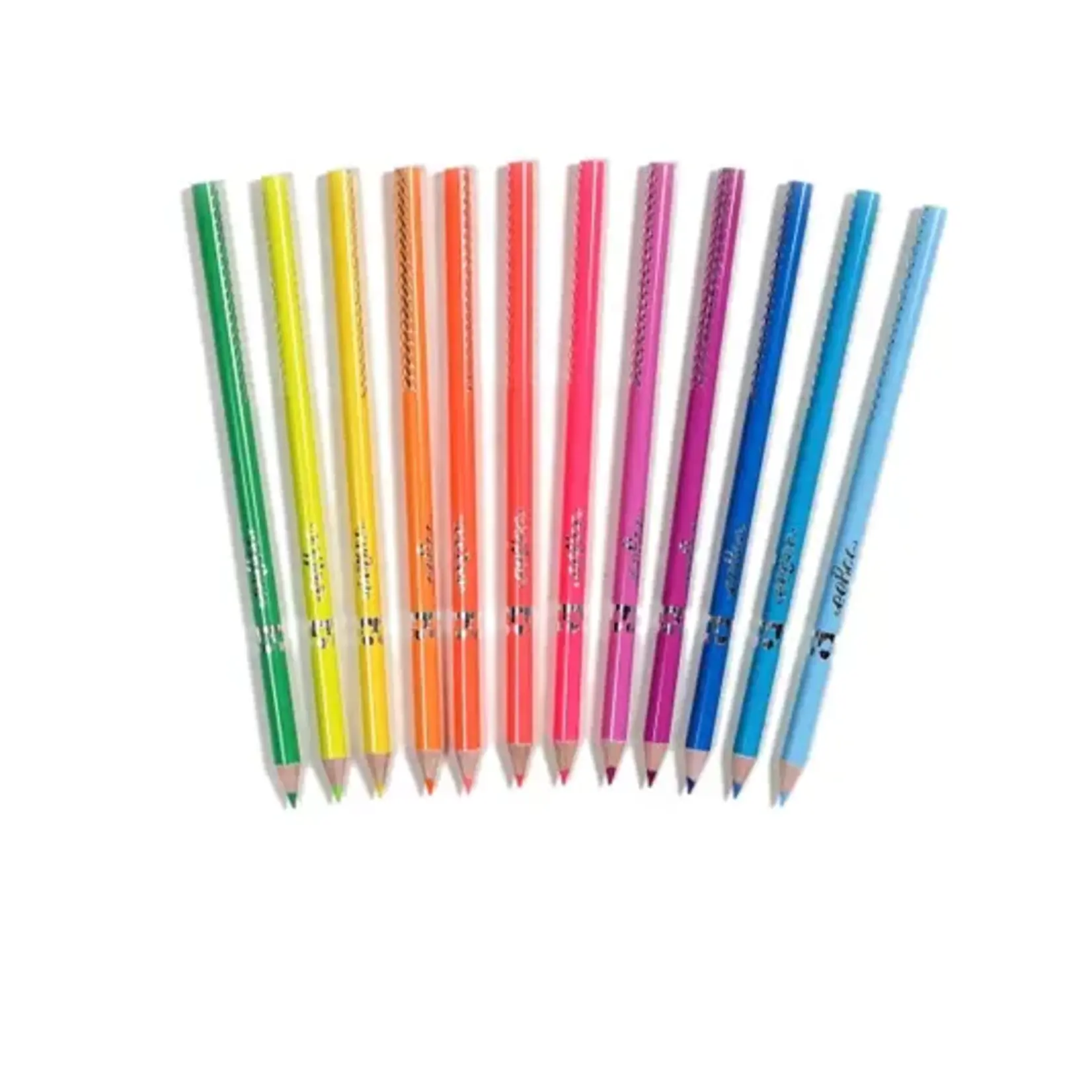 Hearts & Birds - 12 Fluorescent Color Pencils