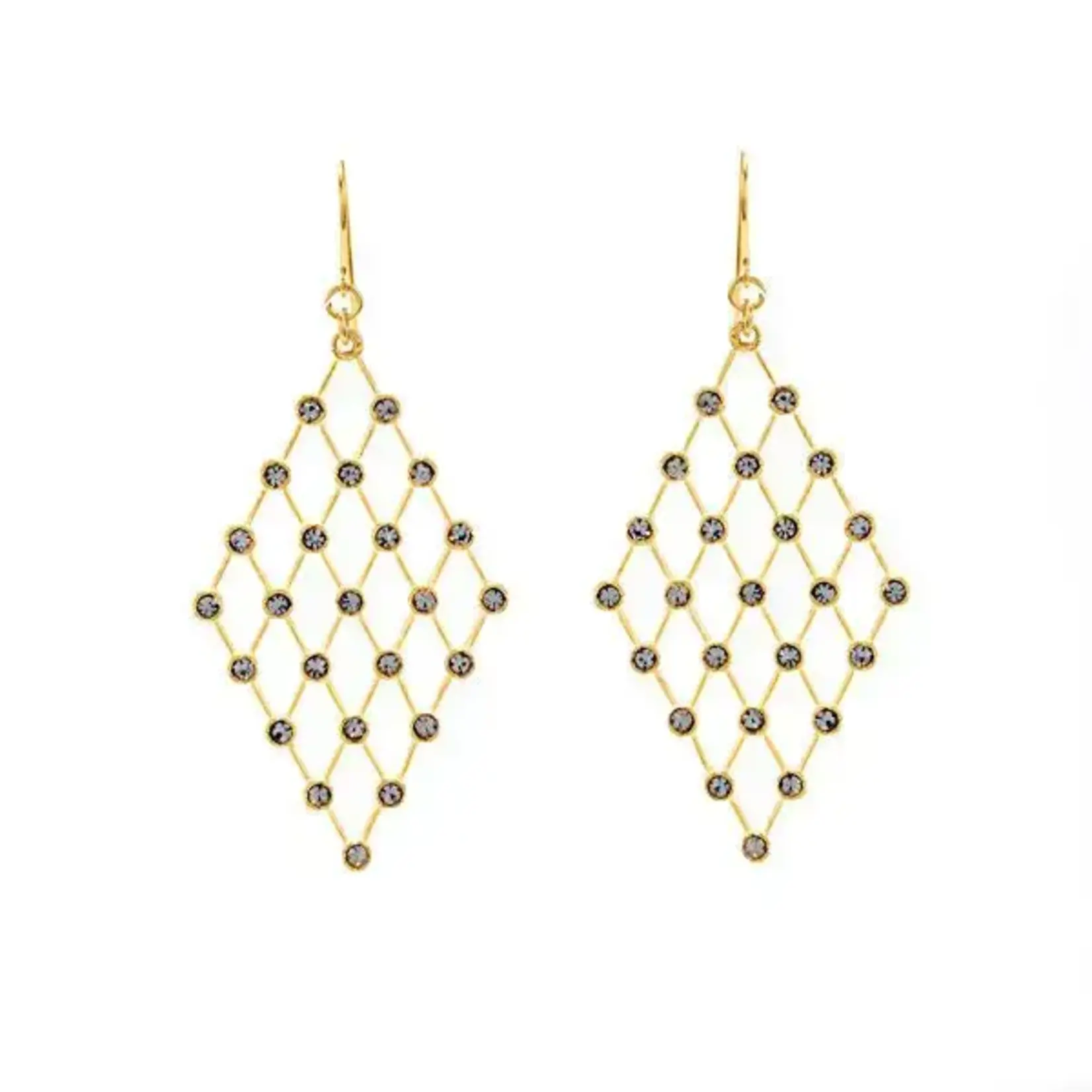 Diamond Lattice Earrings in Gold
