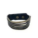 Wide Metal Wave Leather Bracelet Blk (5295 Black)