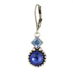 Stacked Granulated Crystal Earrings - Sapphire Blue