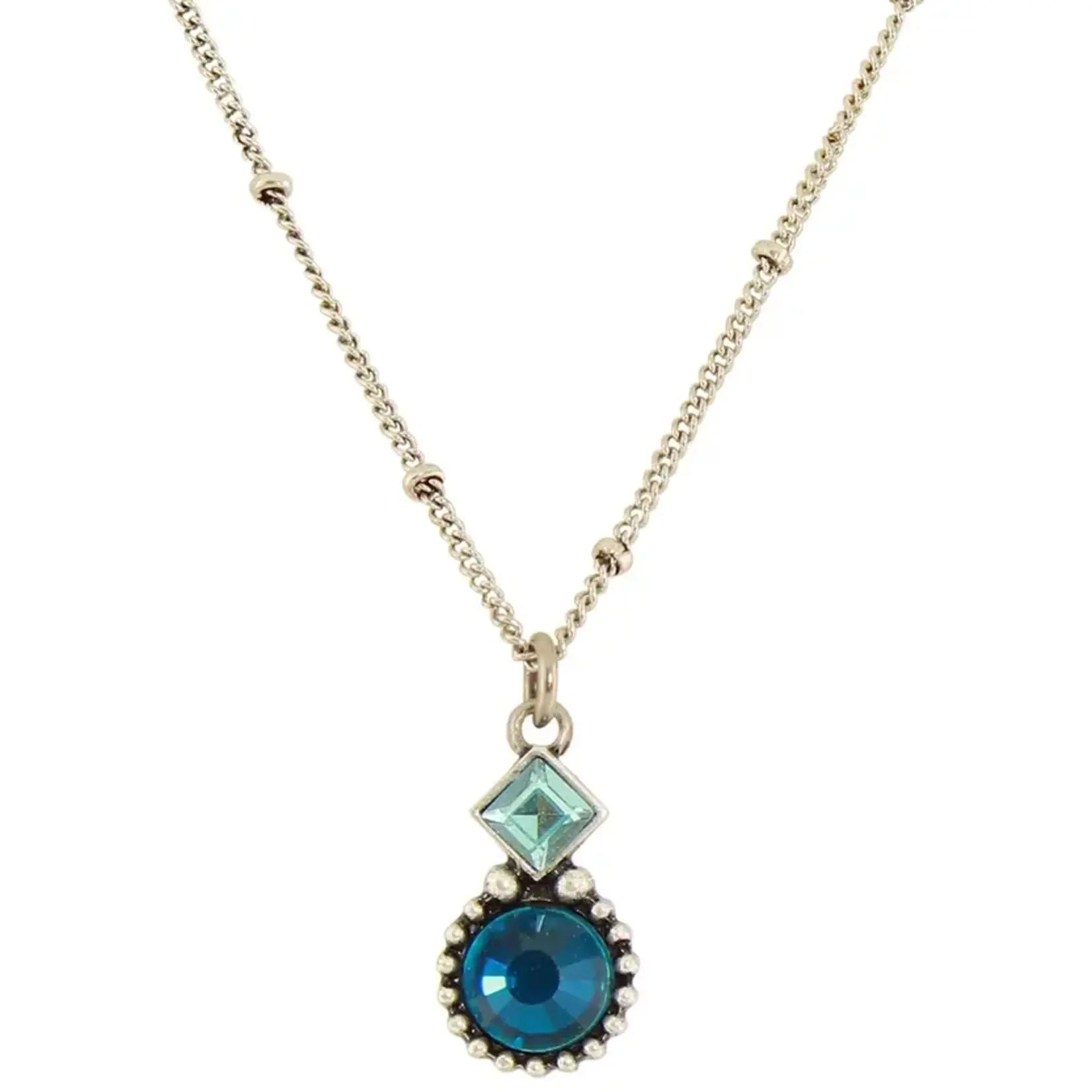 Stacked Granulated Crystal Necklace - Zircon Blue [N1230D]