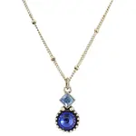 Stacked Granulated Crystal Necklace - Sapphire Blue