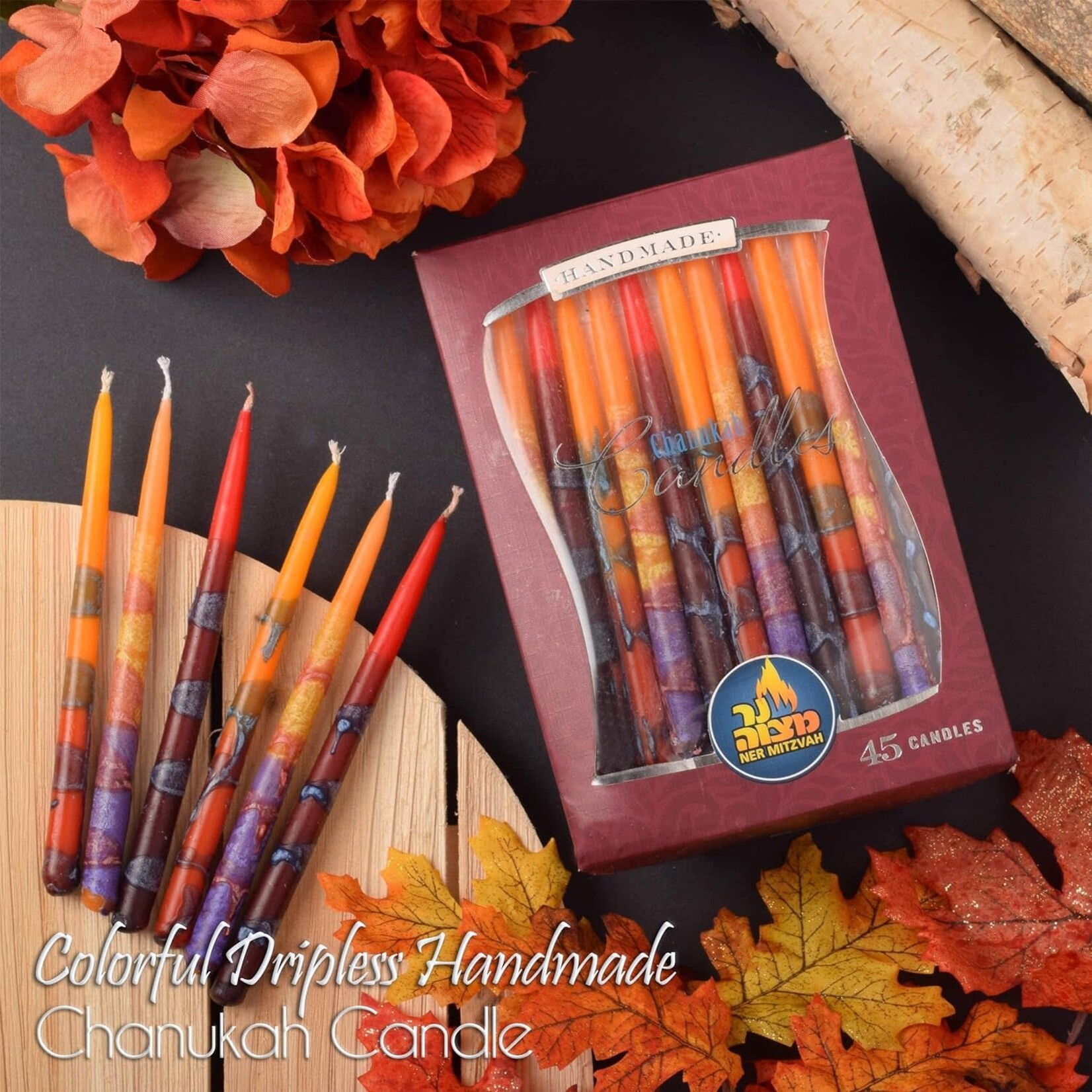 Chanukah Candles - Premium Multi Color - 45 Pack
