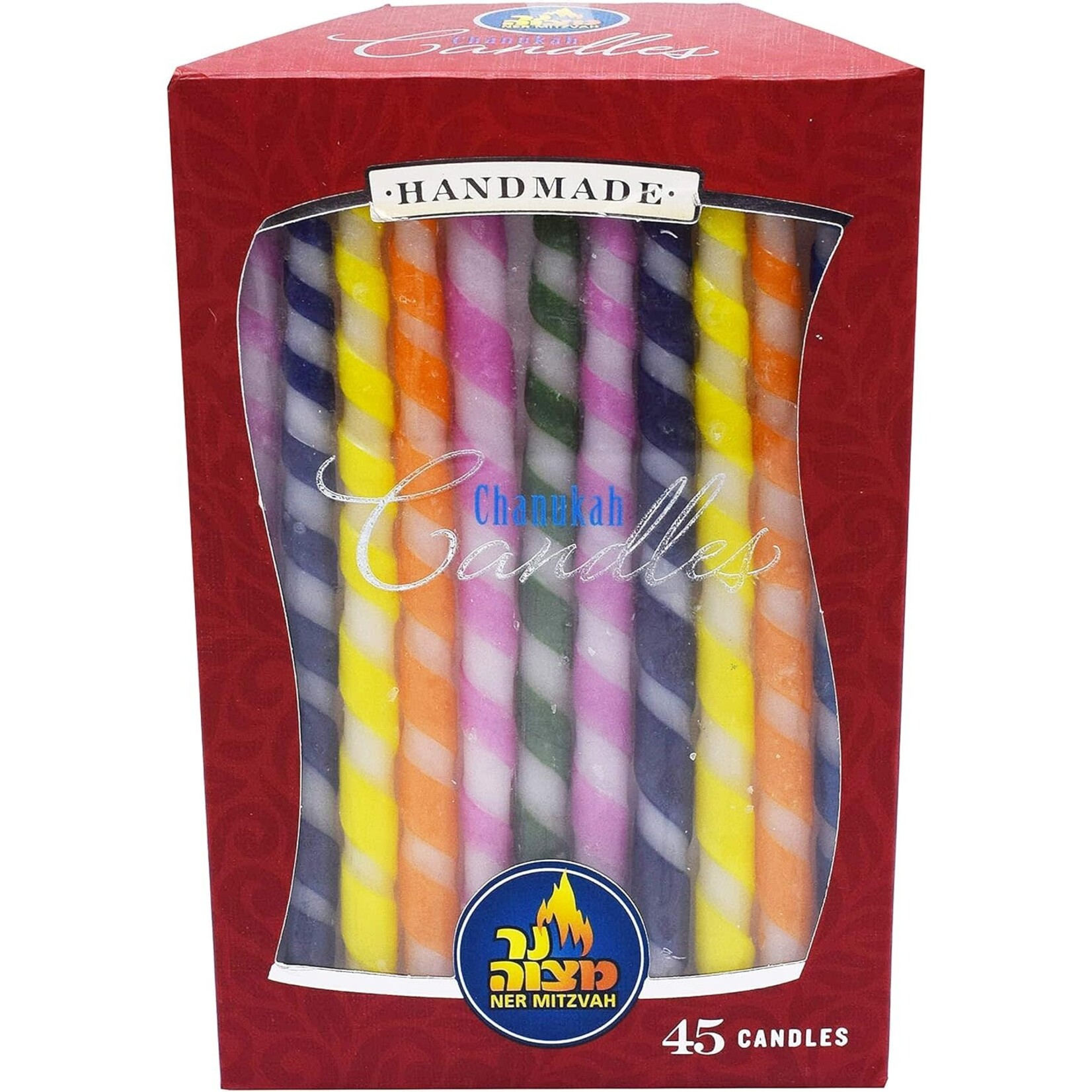 Chanukah Candles - Spiral Multi Color - 45 Pack