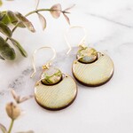 Japanese Double Circle Earrings- Natural Aqua