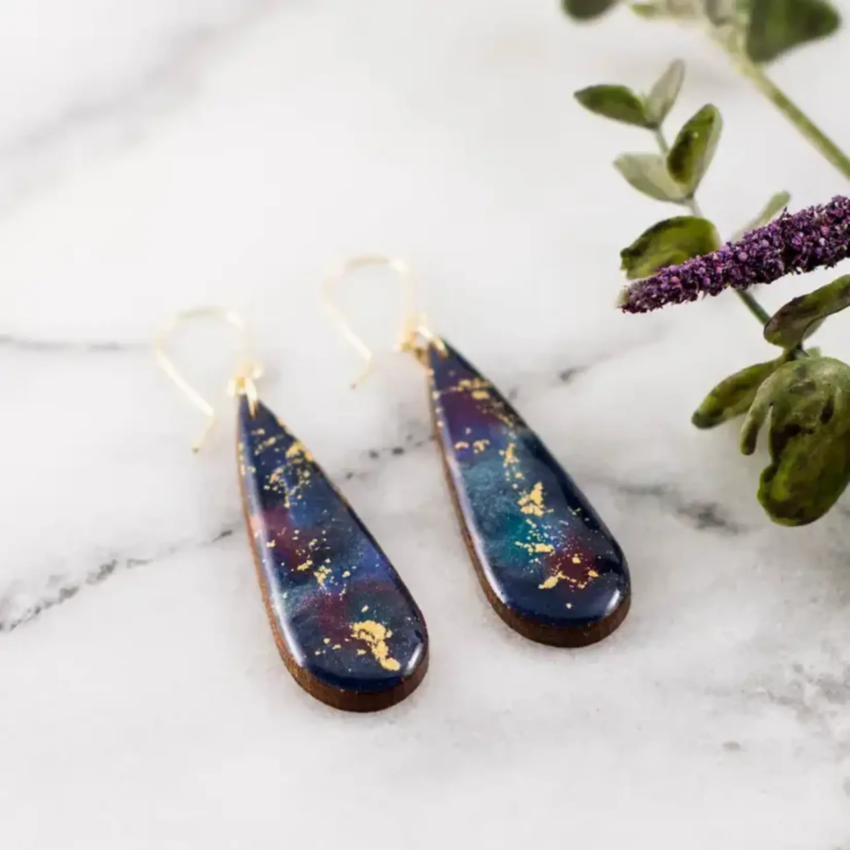 Galaxy Watercolor Drop Earrings