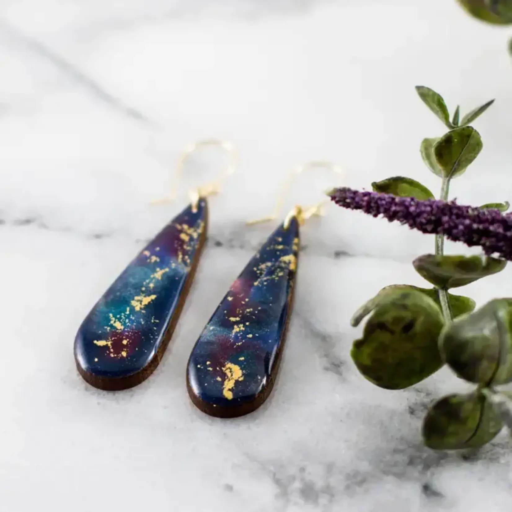Galaxy Watercolor Drop Earrings