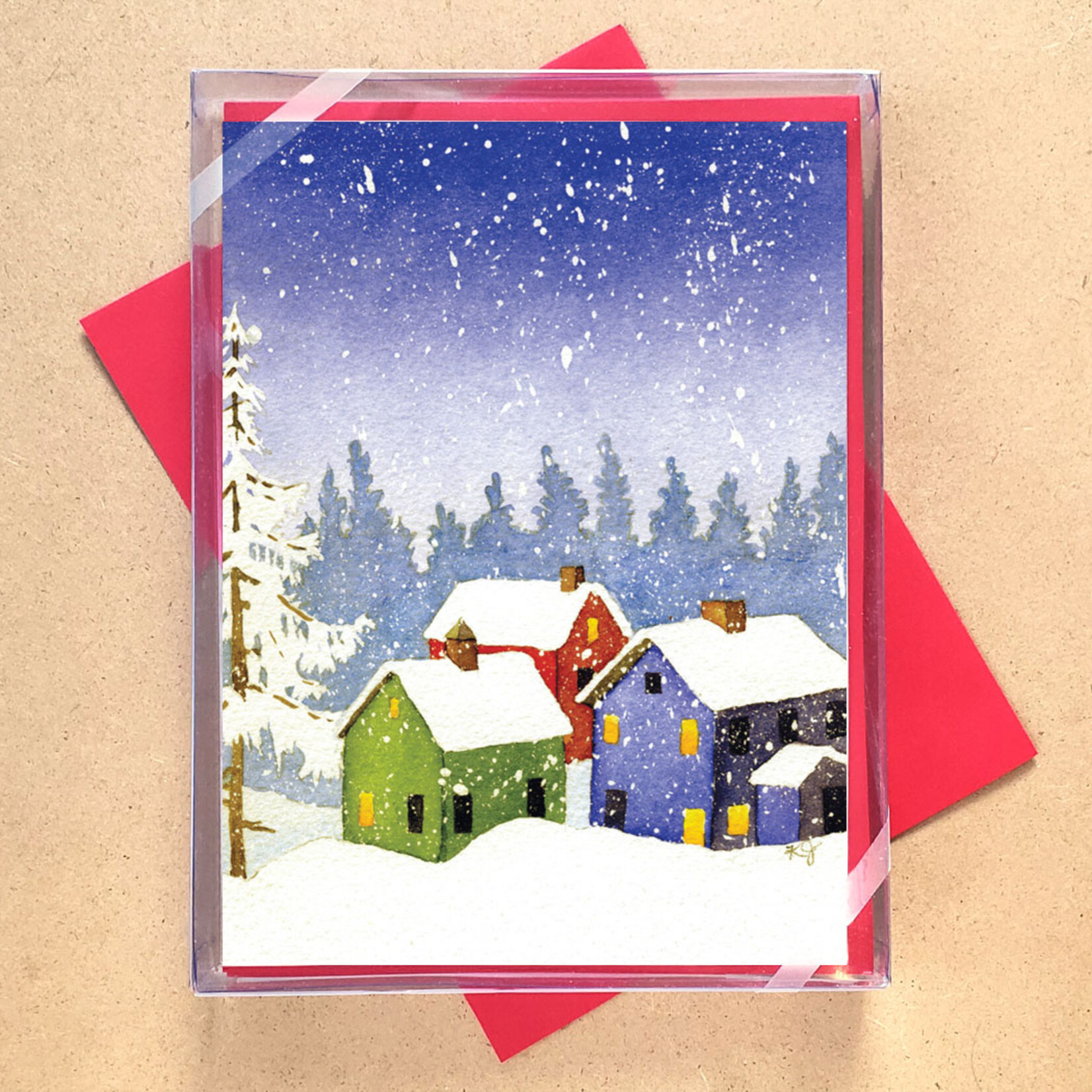 Snowfall Village Boxed Holiday Cards