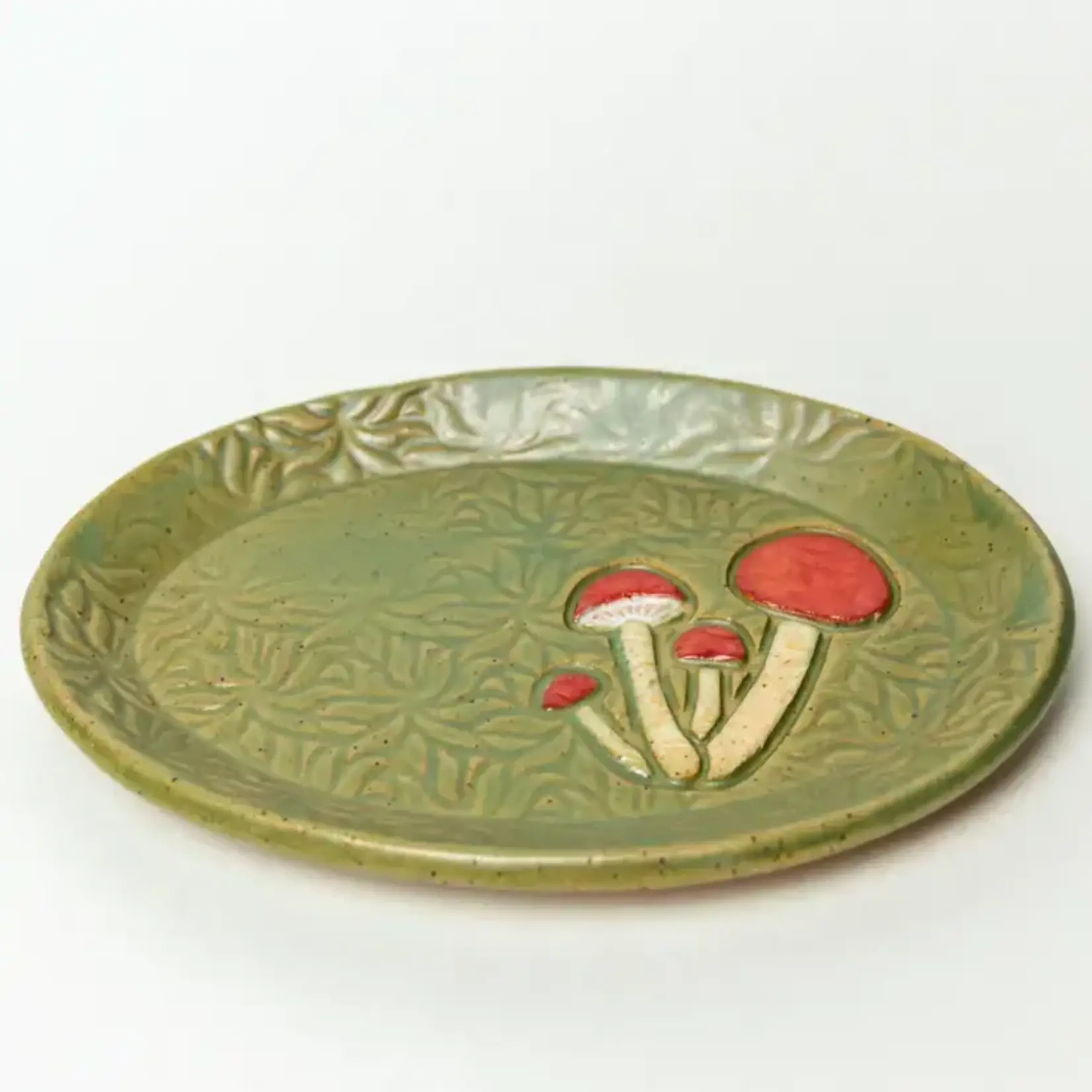 Mushroom Design Handmade, in Ohio, Ceramic Green Oval Trinke