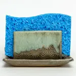 Gray & Blue Patterned Handmade Ceramic Sponge Holder