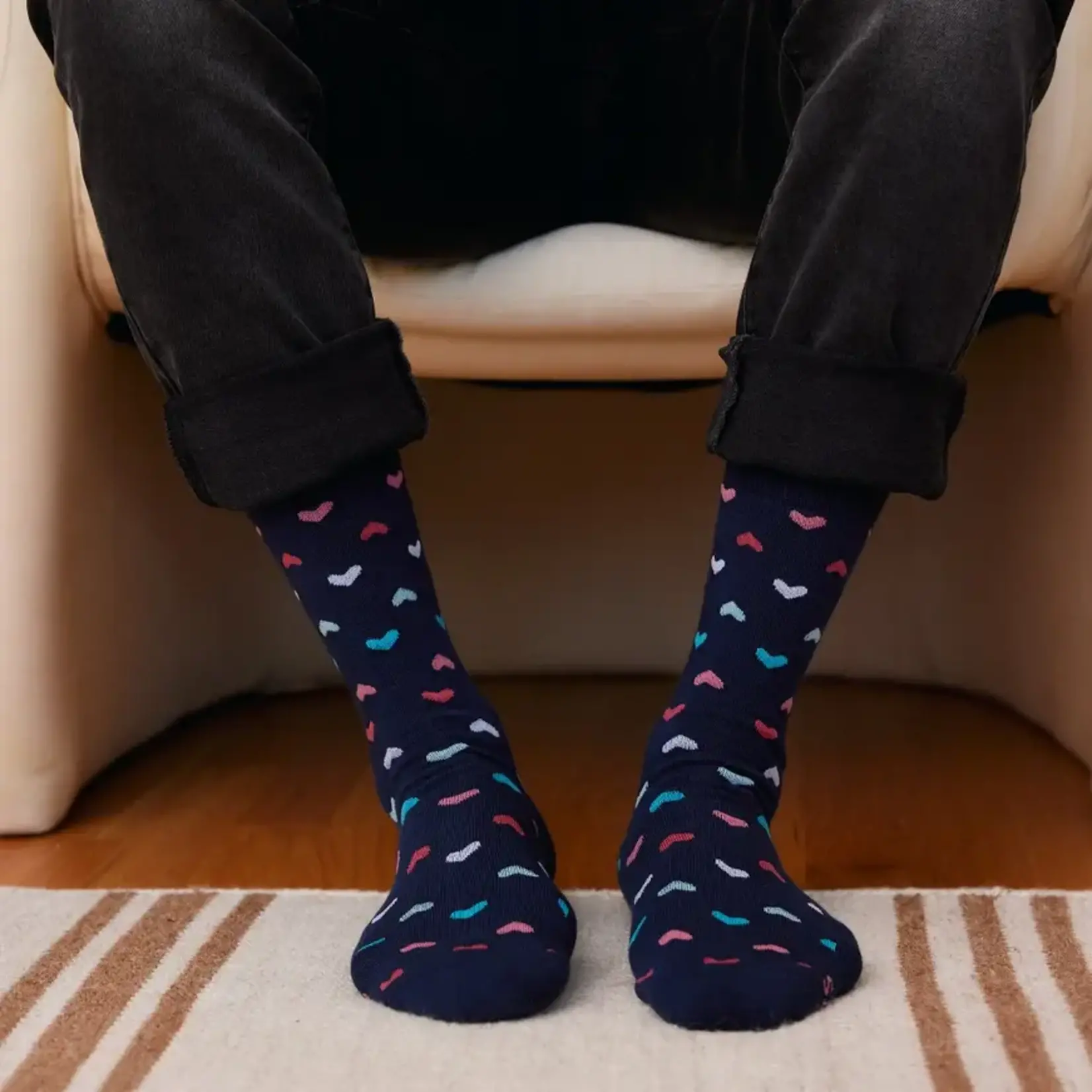 Socks That Find a Cure (Navy Hearts) | Medium