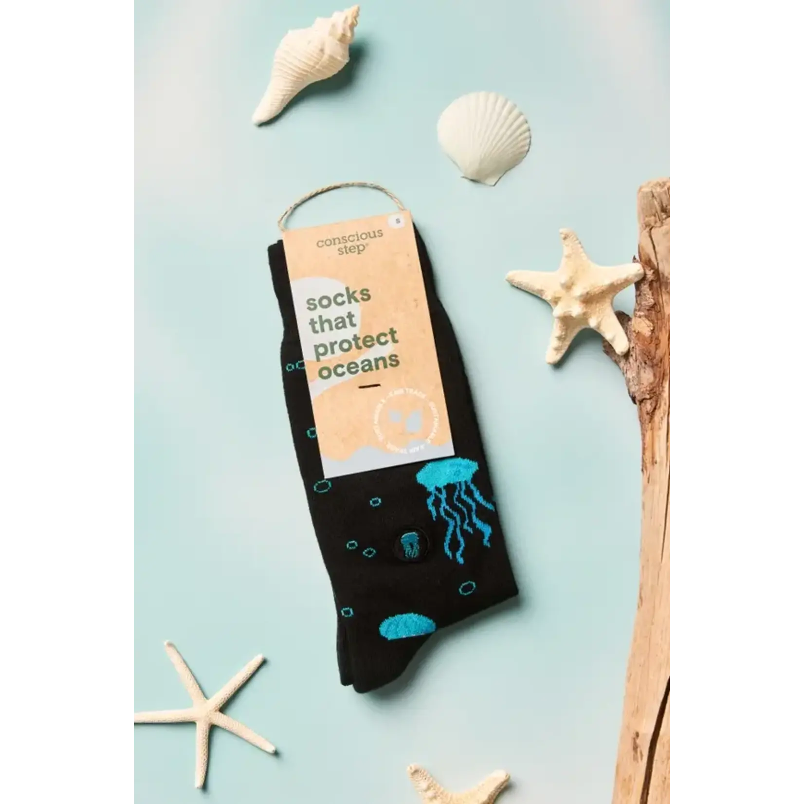 Socks that Protect Oceans (Black Jellyfish) - Small
