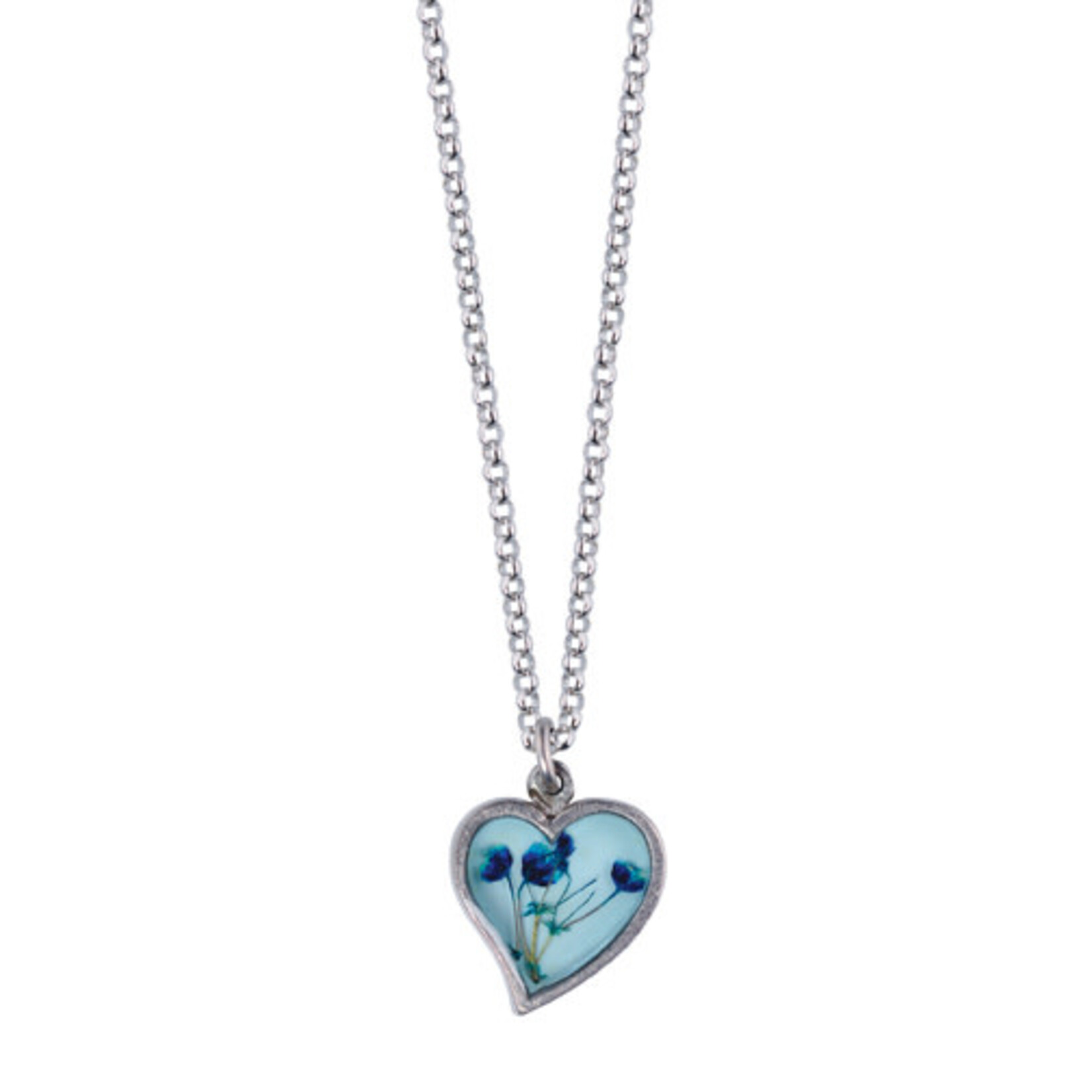 Blue Baby's Breath Hearts Pendant - Small