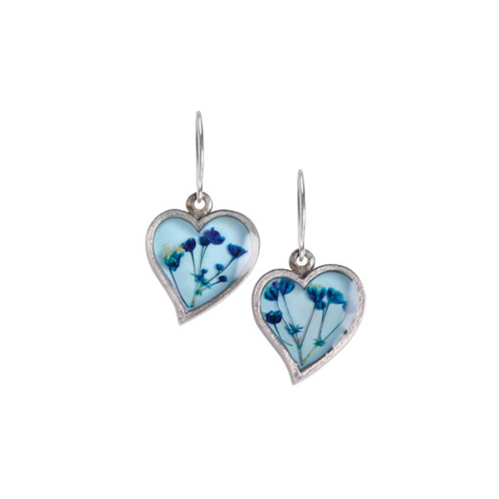 Blue Baby's Breath Heart Earrings