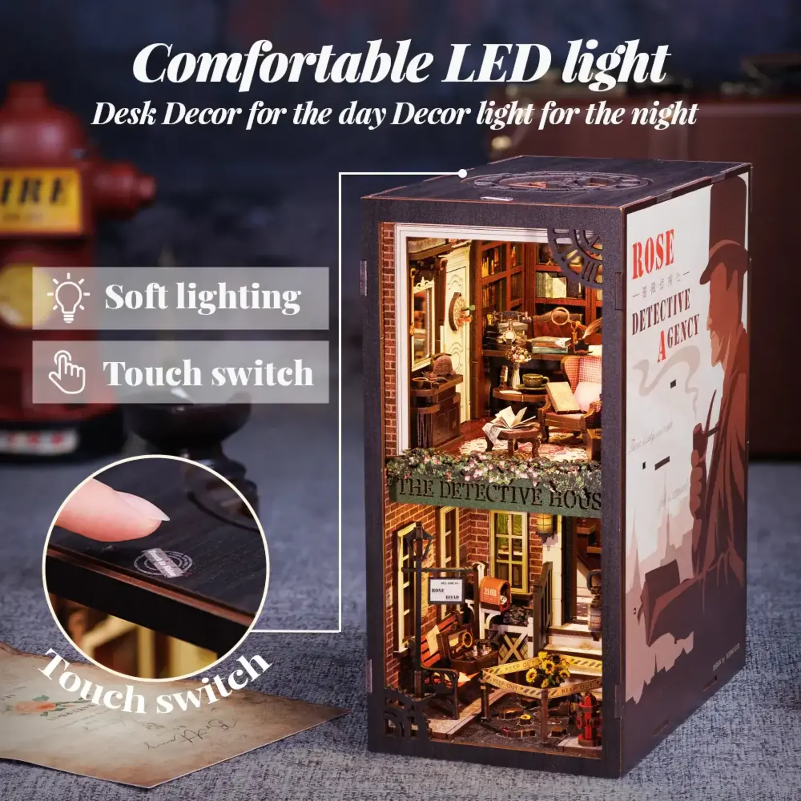 Hands Craft DIY Book Nook Kit: Rose Detective Agency with Dust Cover