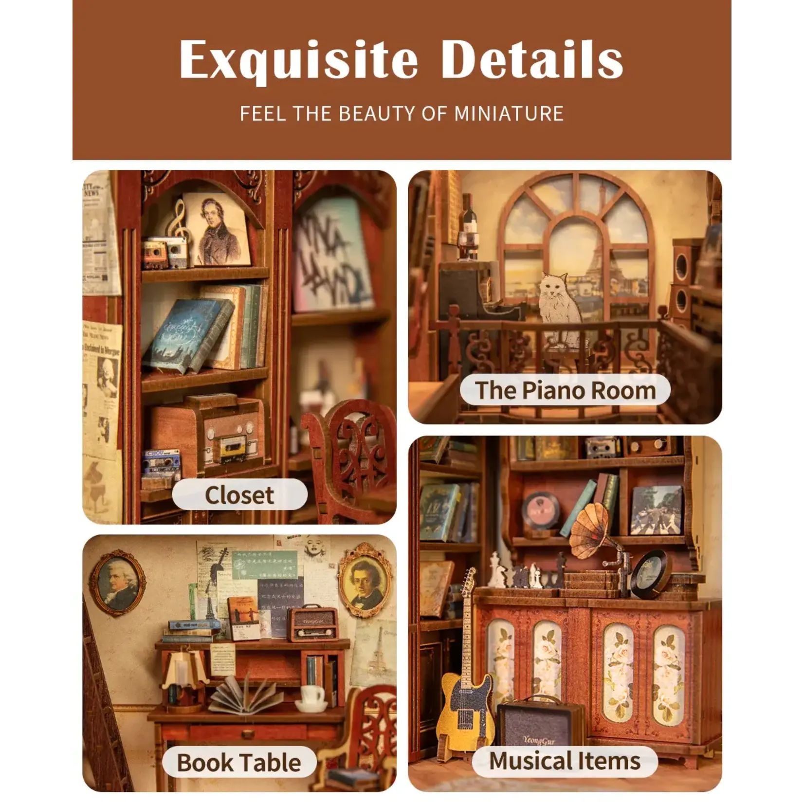 Hands Craft DIY Book Nook Kit: The Secret Rhythm with Dust Cover