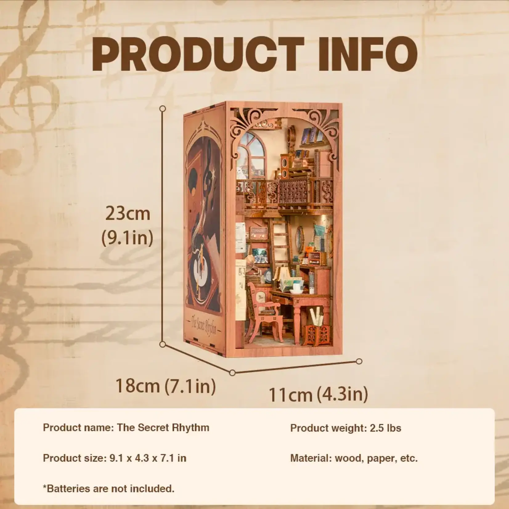 Hands Craft DIY Book Nook Kit: The Secret Rhythm with Dust Cover